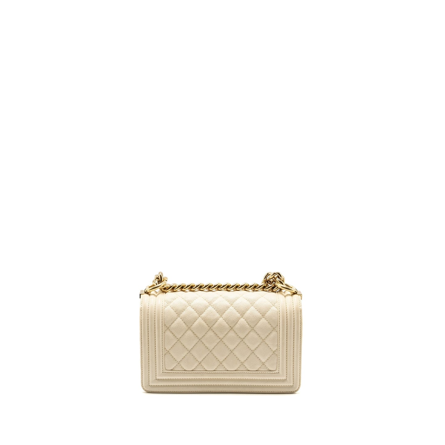 Chanel Boy Caviar LGHW White Small Handbag