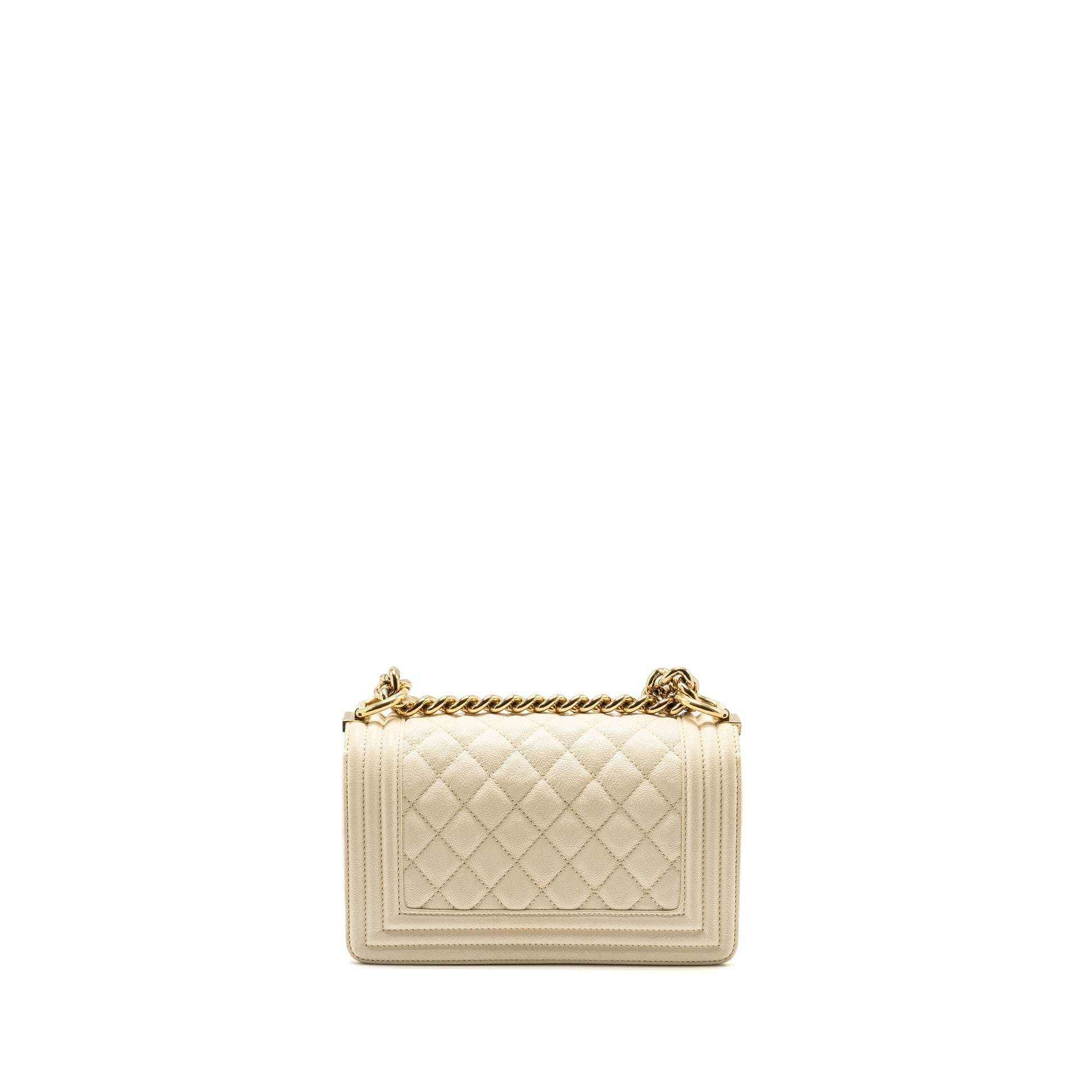 Chanel Boy Caviar LGHW White Small Handbag