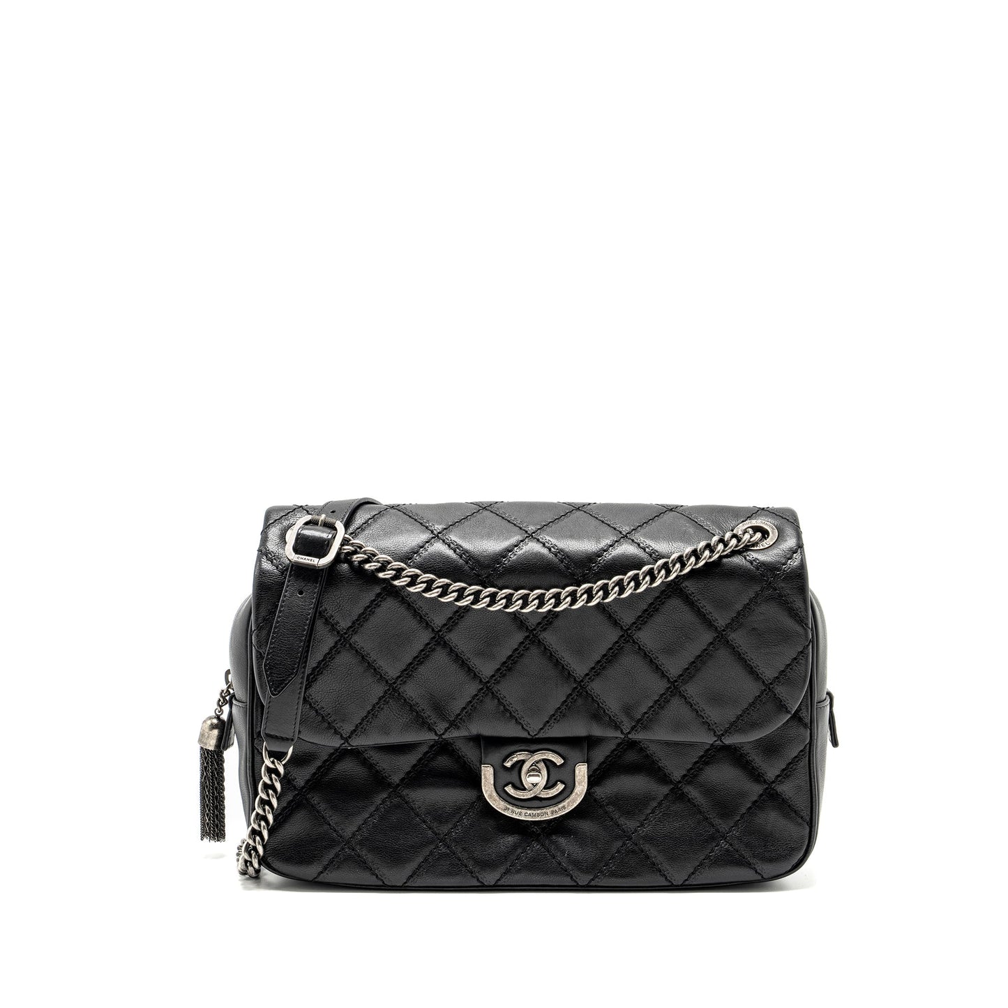 Chanel Paris-Edinburgh Coco Sporran Flap Calfskin Ruthenium Black Shoulder Bag