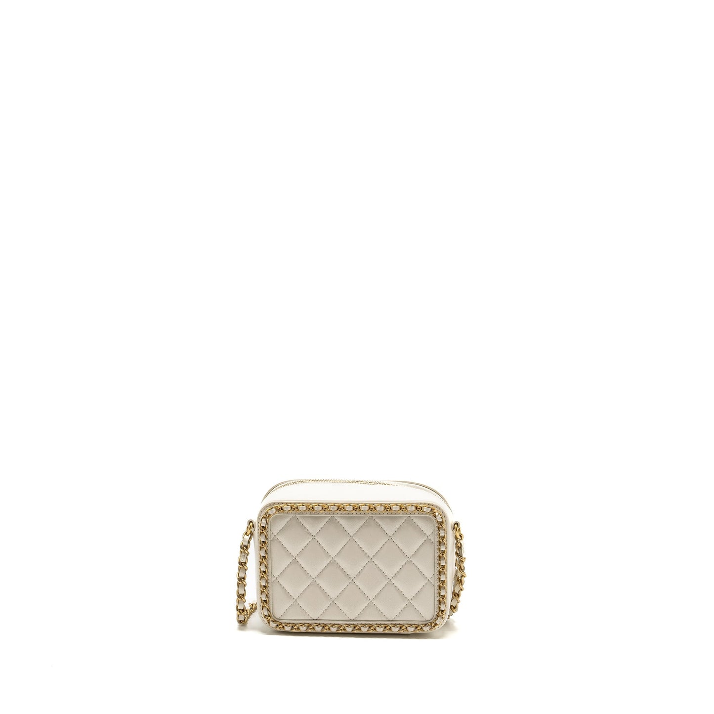 Chanel Vanity Lambskin GHW White Clutch Bag