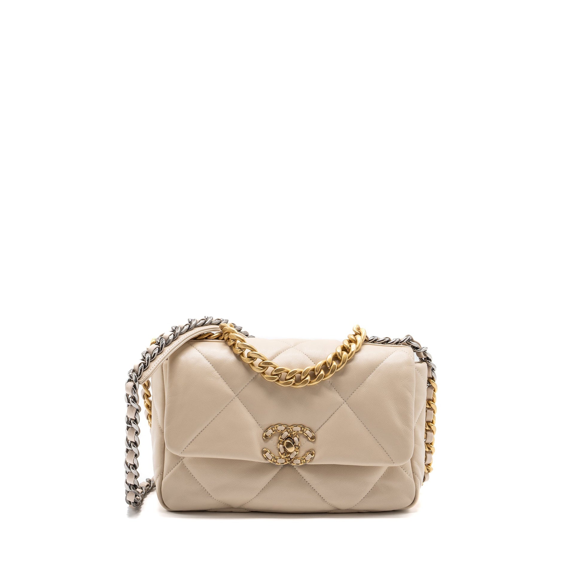 Chanel 19 goatskin light hardware Multicolour Beige Small Handbag
