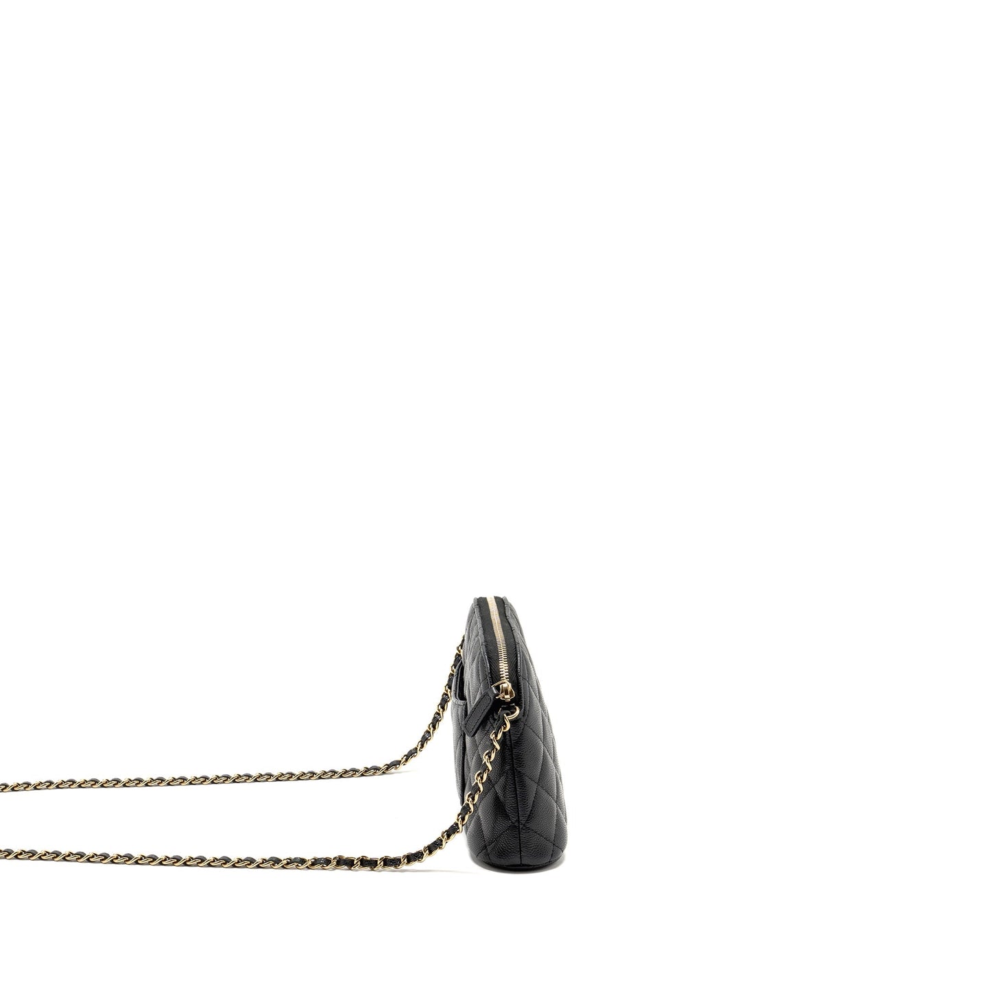 Chanel Classic CC Caviar LGHW Microchip Black Clutch Bag