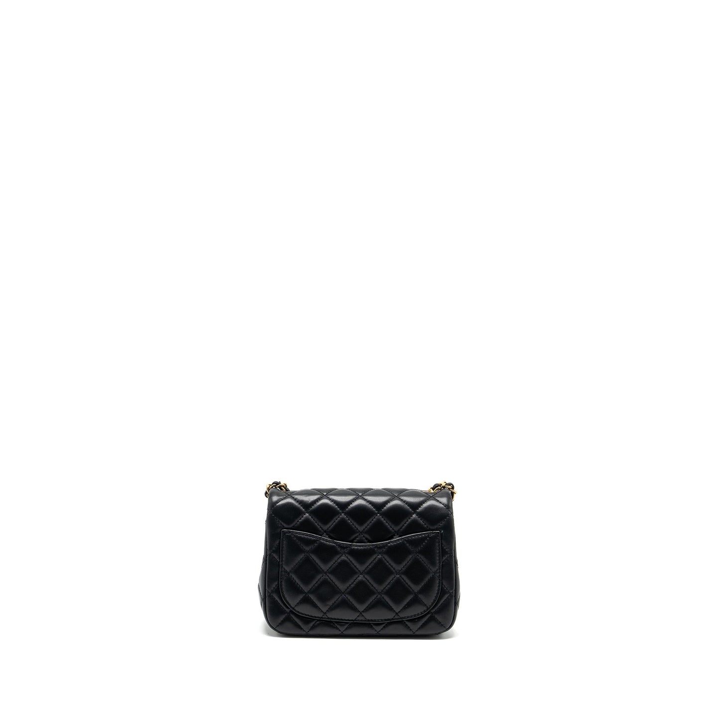 Chanel Pearl Crush Square Lambskin GHW Microchip Black Mini Bag