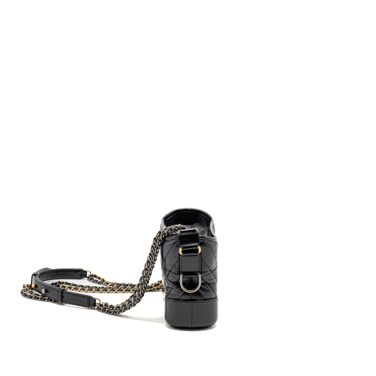 Chanel Gabrielle Hobo Chevron Calfskin Hardware Multicolour Black Small Shoulder Bag