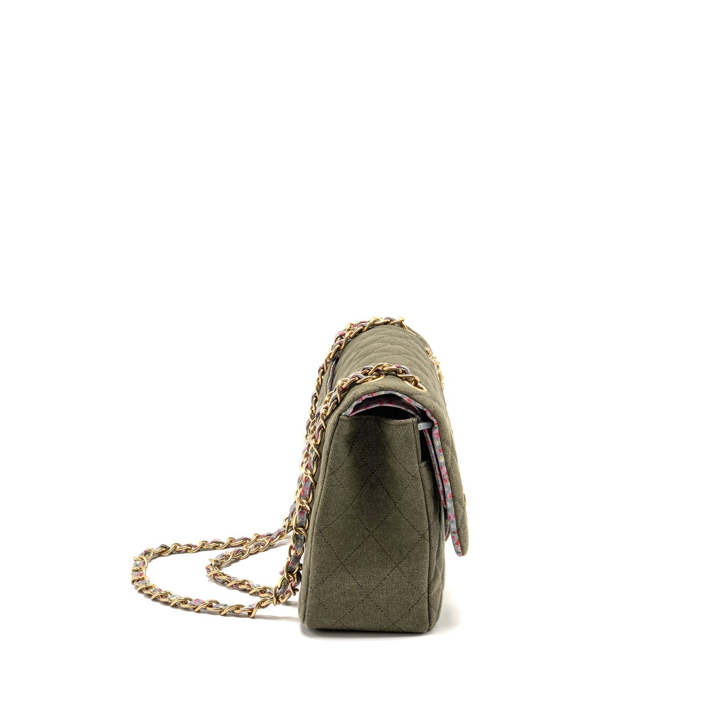 Chanel Coco Cuba Charms Jumbo Classic Double Green Canvas Key Chain