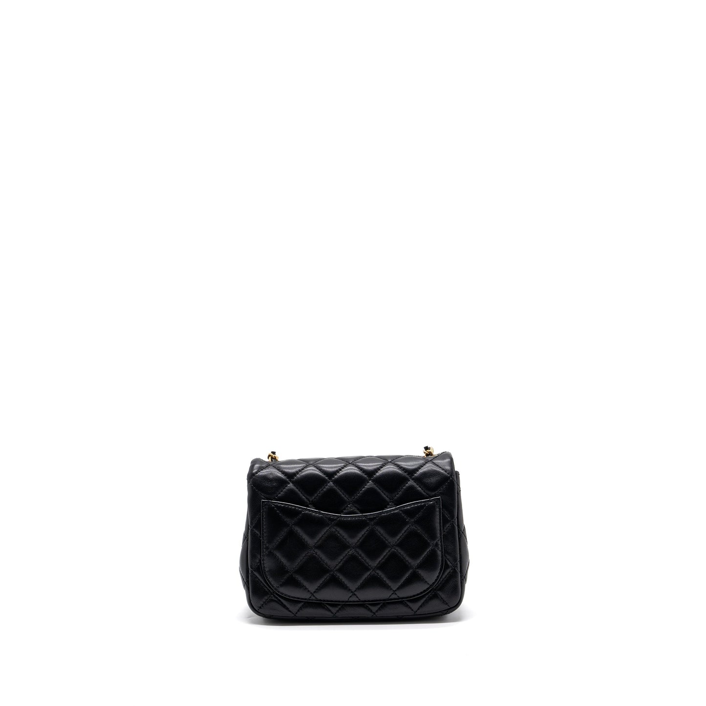Chanel Pearl Crush Square Flap Lambskin GHW Black Shoulder Bag Black Ghwmicrochip