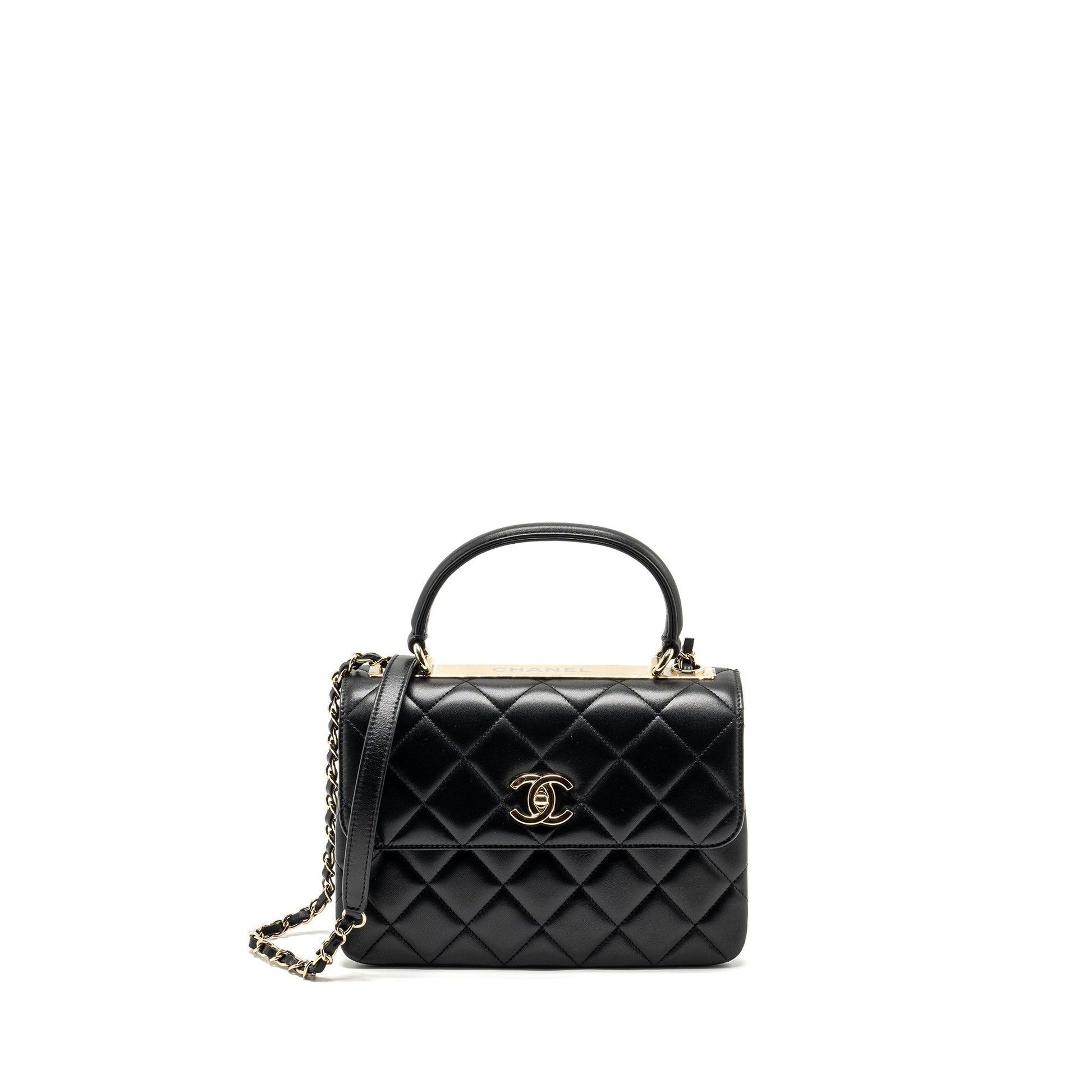 Chanel Trendy CC Flap Lambskin LGHW Microchip Black Small Shoulder Bag
