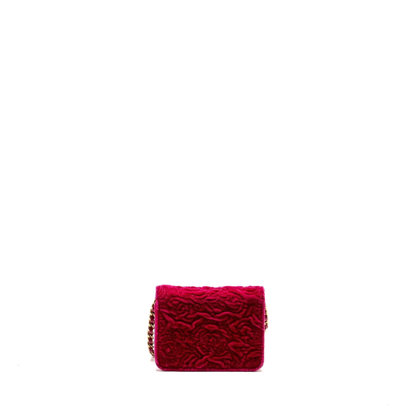 Chanel 21A Camelia Flap Velvet Fushia GHW Shoulder Bag