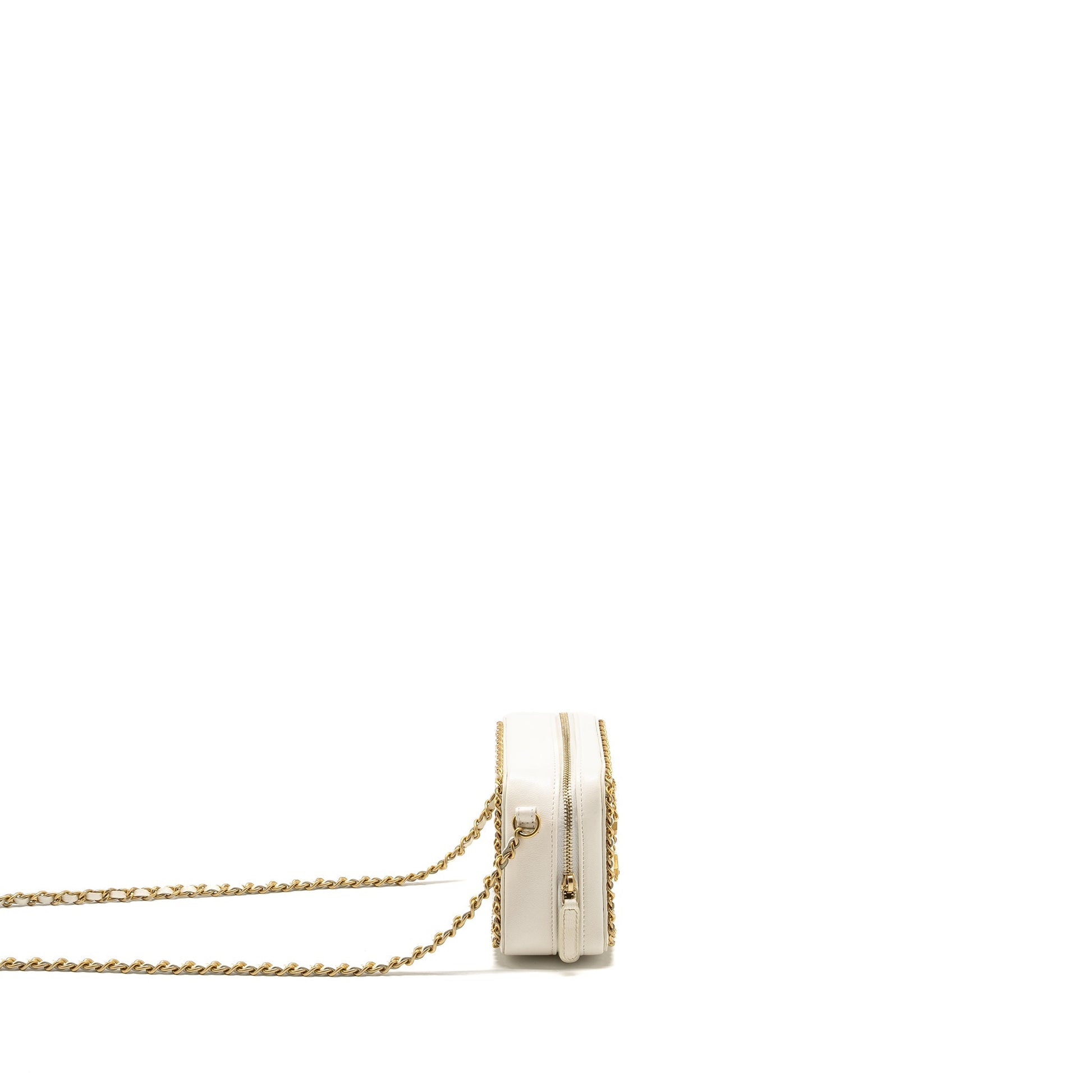 Chanel Vanity Lambskin GHW White Clutch Bag