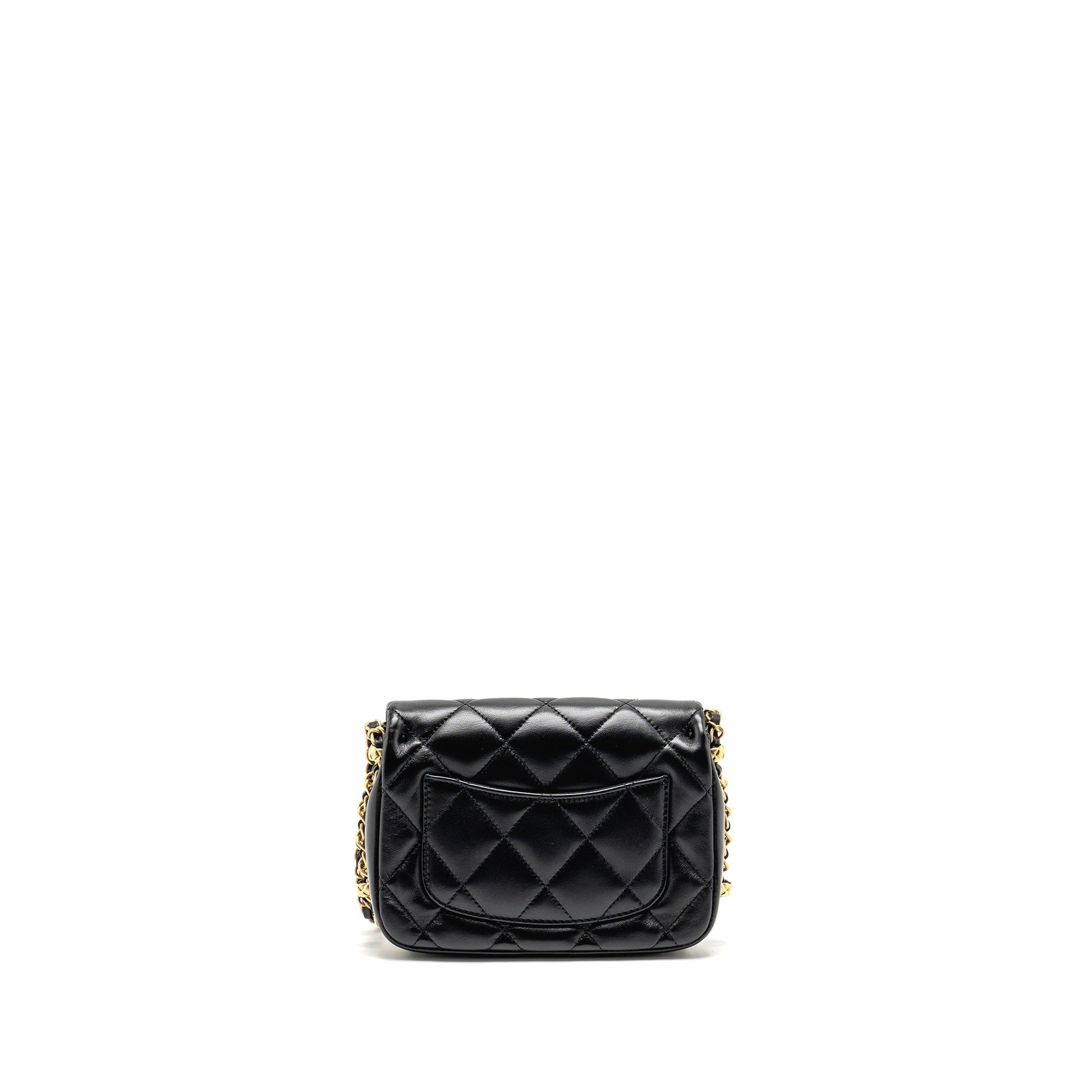 Chanel 23b Flap detail Lambskin GHW microchip Black Shoulder Bag