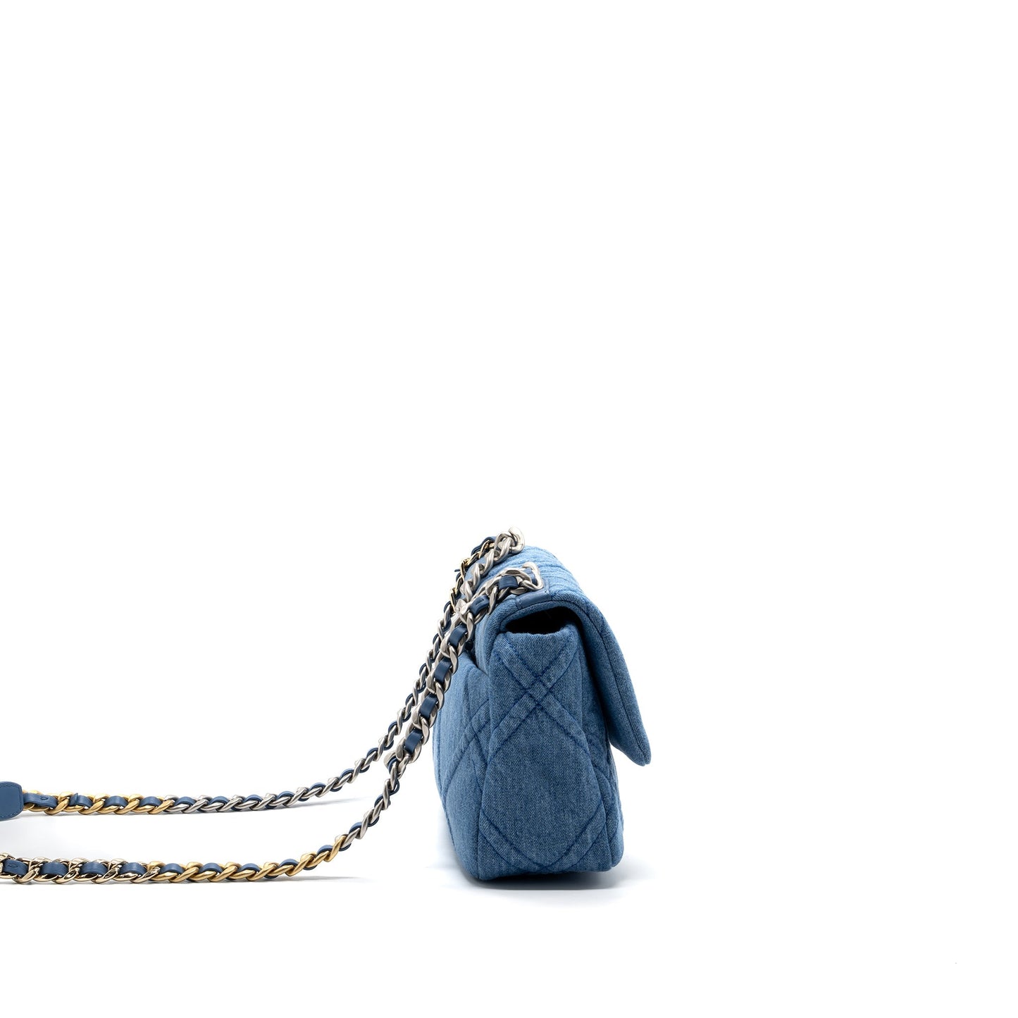 Chanel 19 Denim Hardware microchip Multicolour Blue Small Handbag