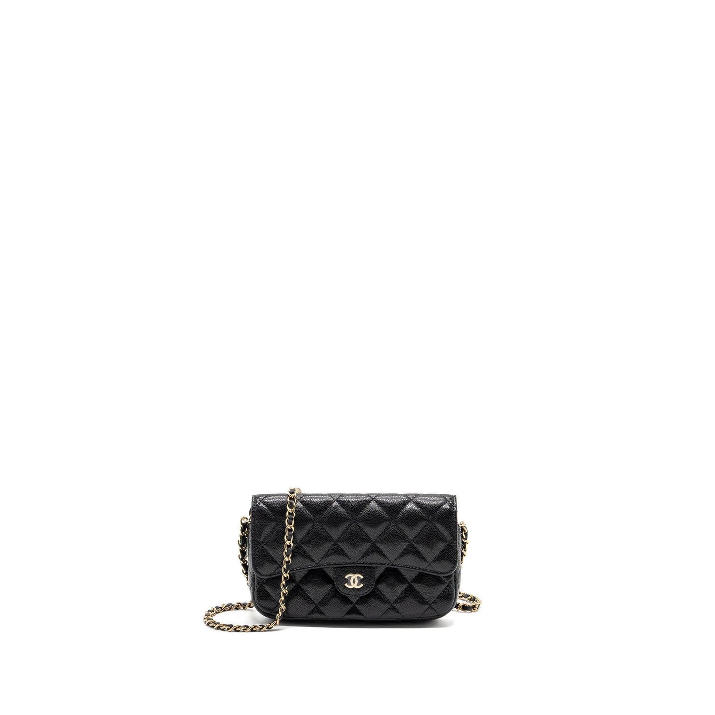 Chanel Double Pocket On Caviar LGHW Microchip Black Wallet Case Black Lghwmicrochip