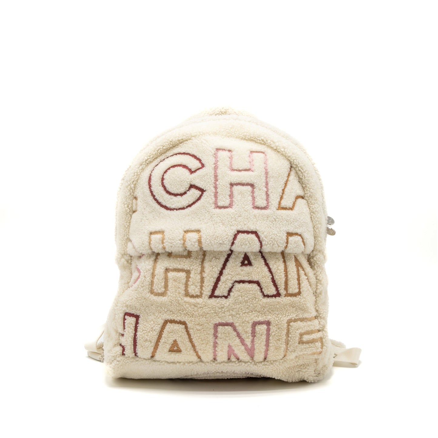 Chanel 19B Backpack Shearling SHW Multicolour White