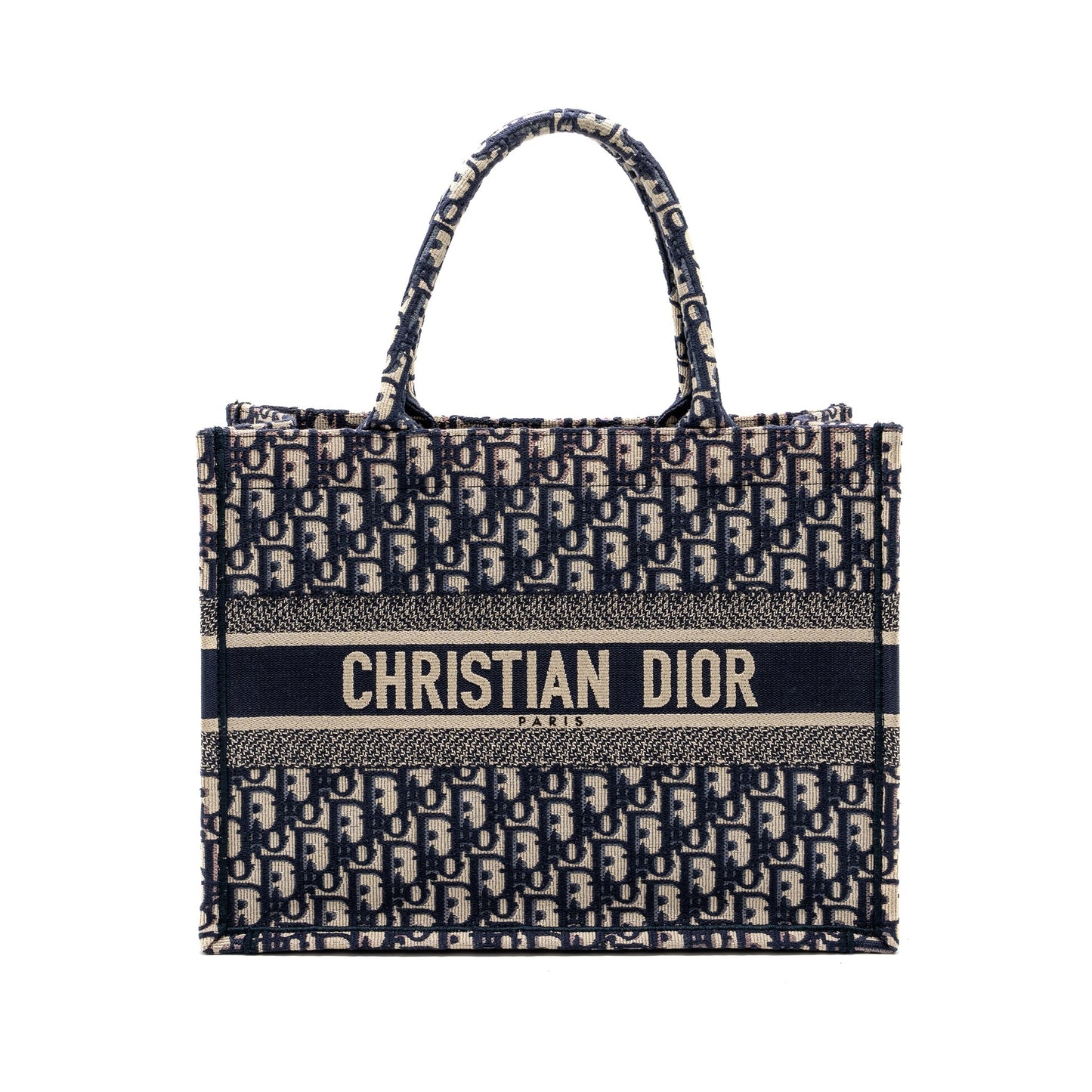Dior Book Tote Oblique Embroidery Handbag Blue Medium Tote Bag 3
