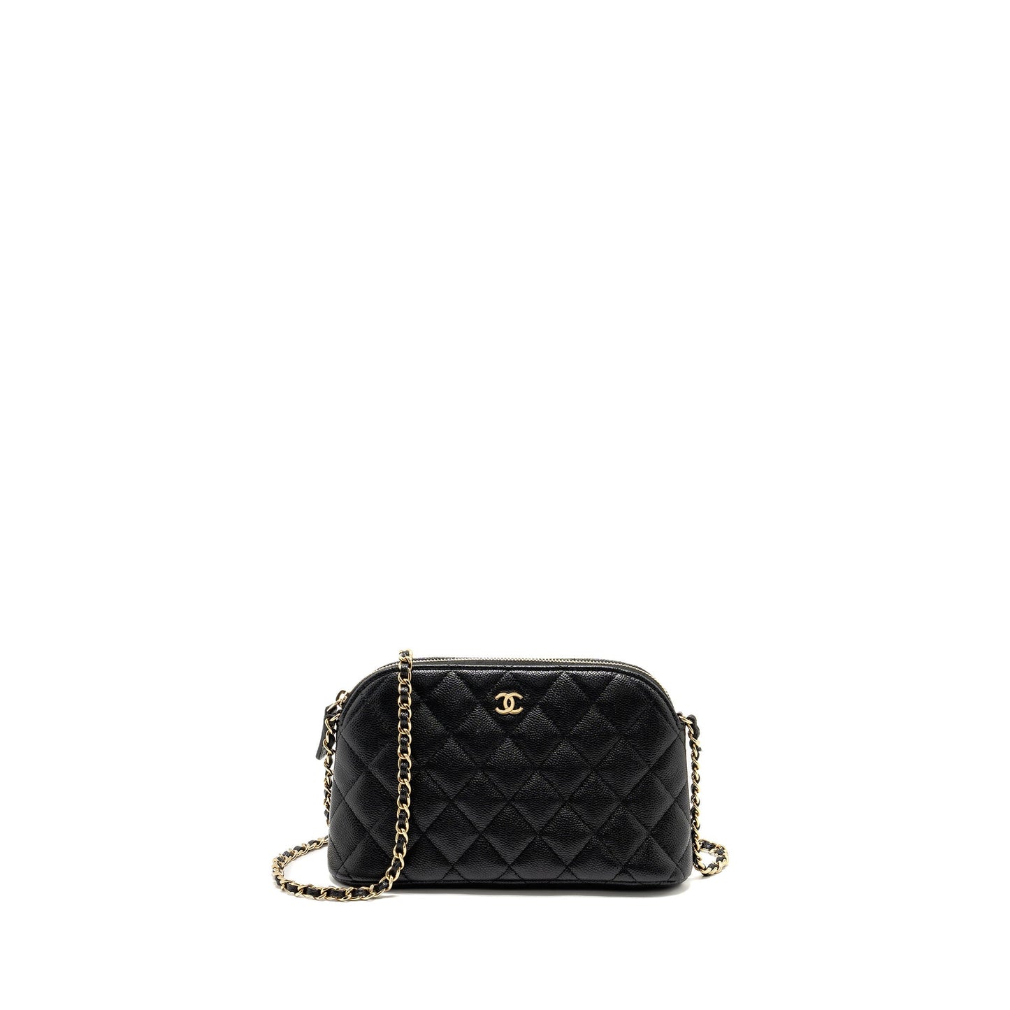 Chanel Classic CC Caviar LGHW Microchip Black Clutch Bag