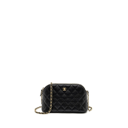 Chanel Classic CC Caviar LGHW Microchip Black Clutch Bag