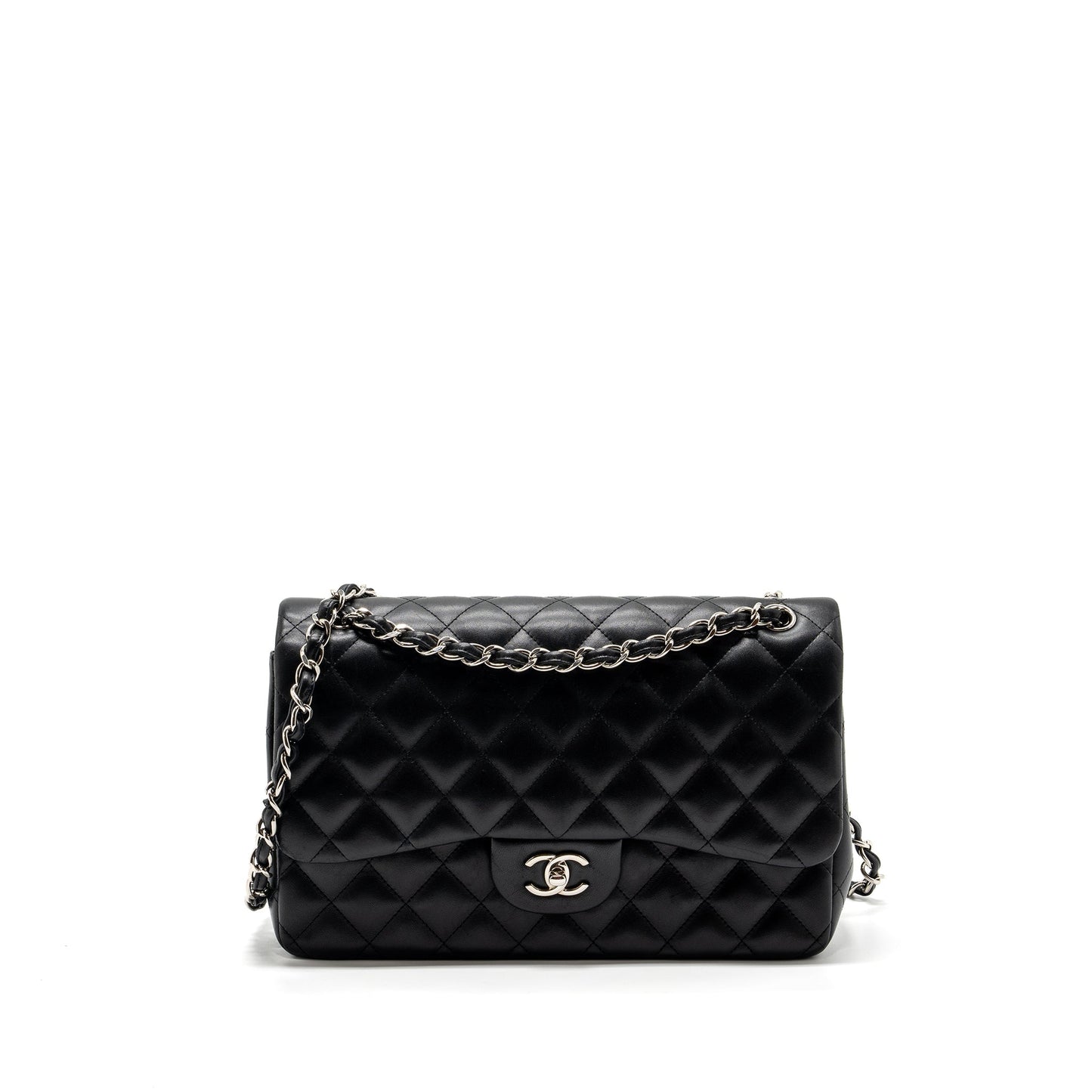 Chanel Jumbo Classic Double Flap Lambskin SHW Black Handbag