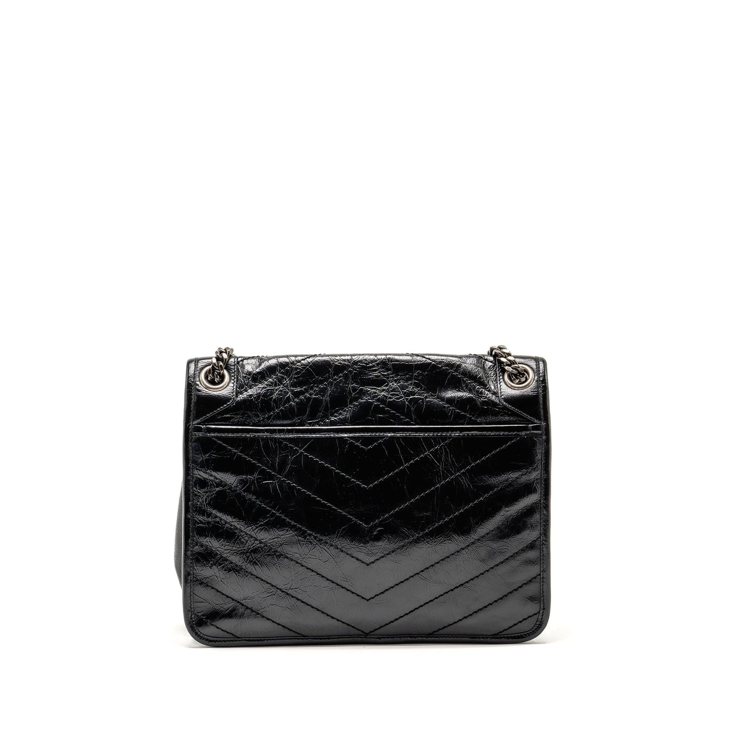 YSL Saint Laurent Niki Purse Calfskin Travel Bag Black Medium Black Shw