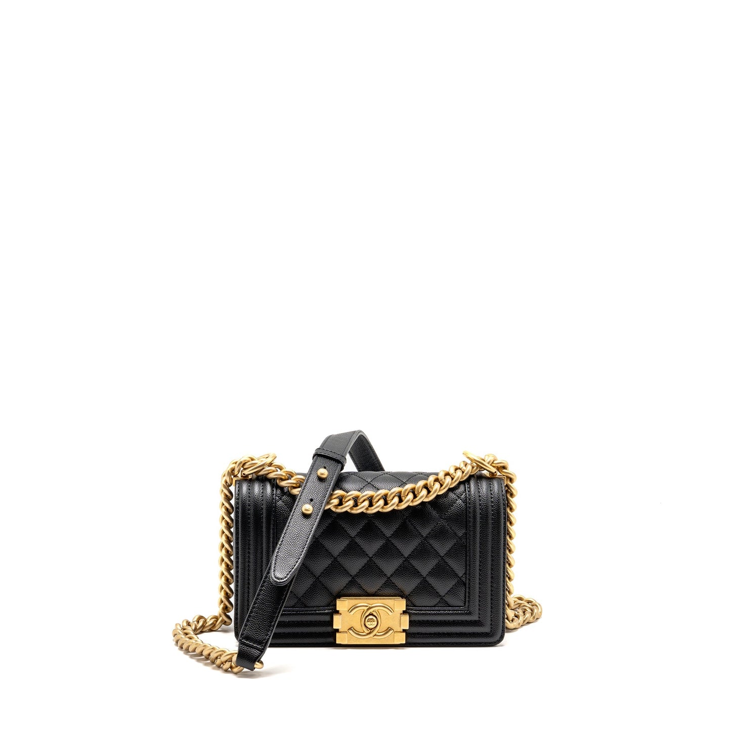 Chanel boy caviar GHW microchip Black Small Handbag Boy Black
