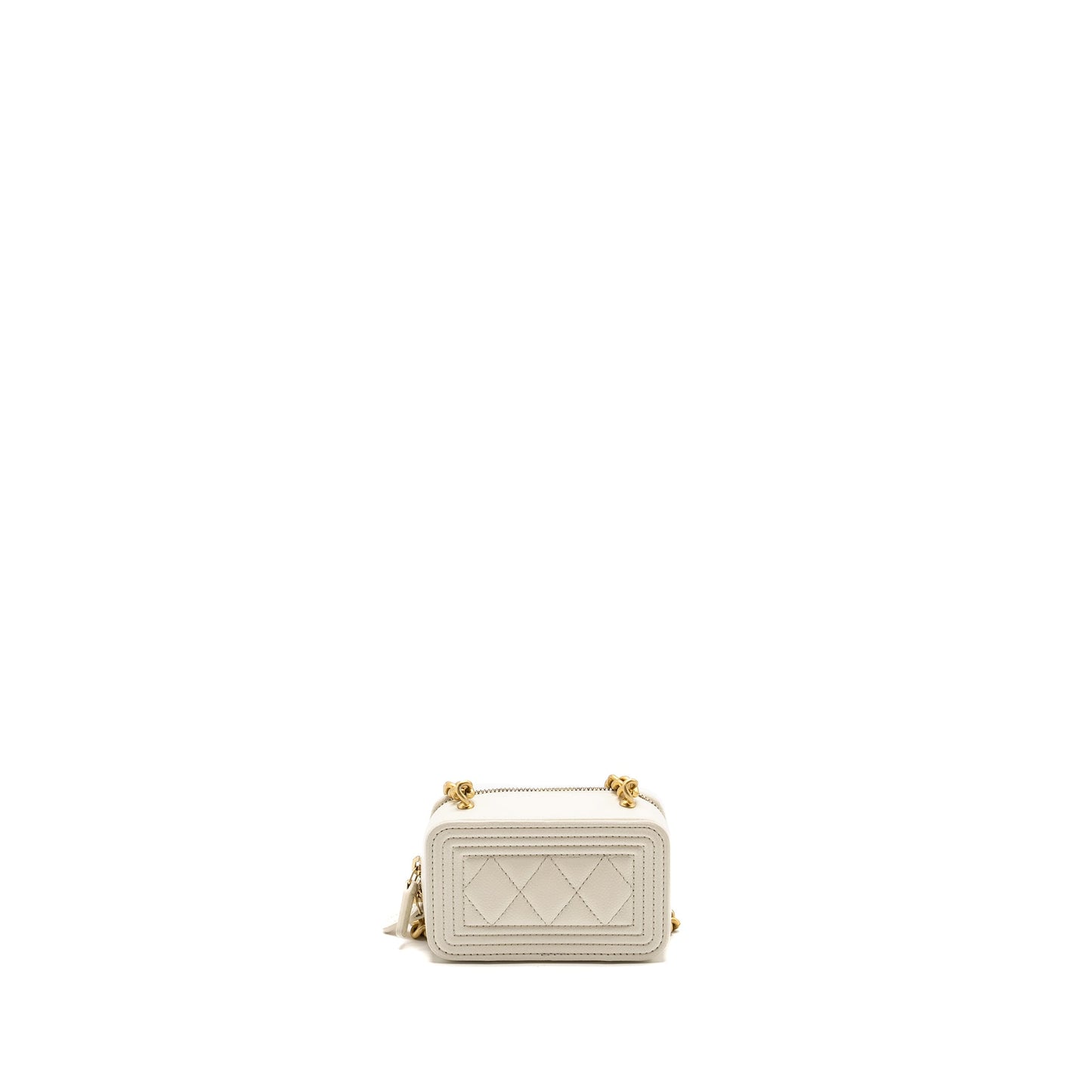 Chanel Boy Caviar GHW Microchip White Clutch Bag