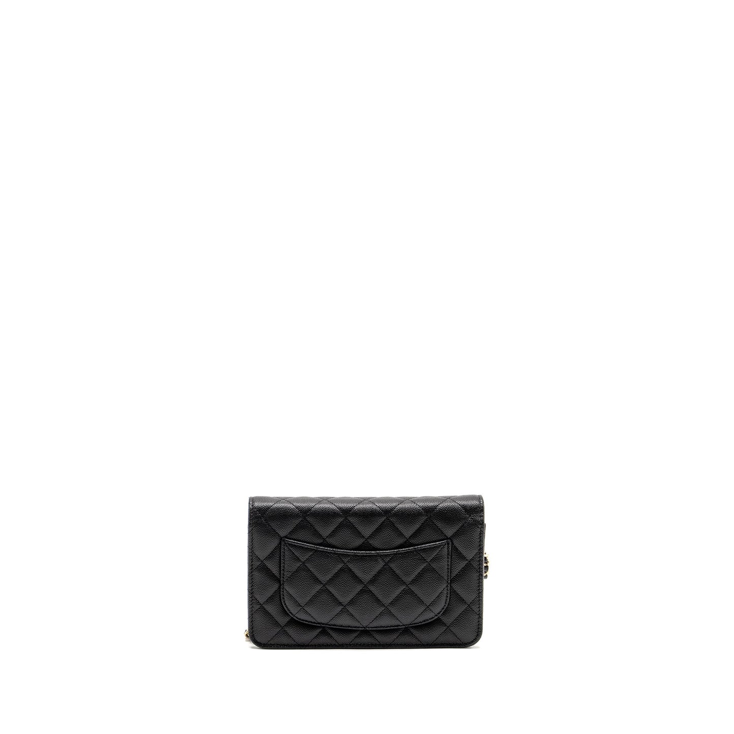 Chanel Detailed CC Logo on Caviar LGHW Black Wallet Case