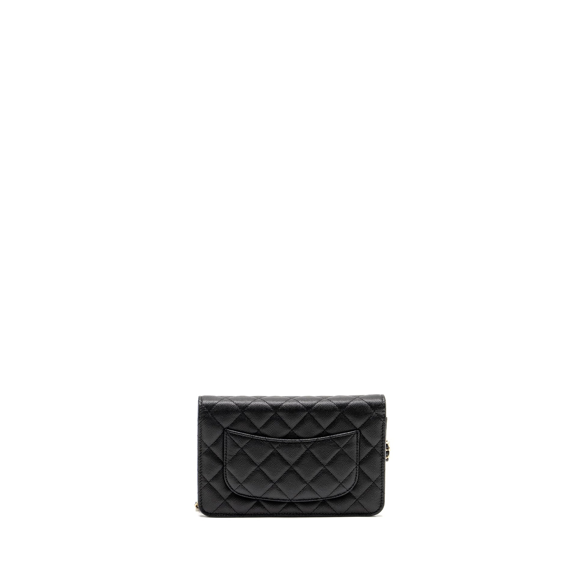Chanel Detailed CC Logo on Caviar LGHW Black Wallet Case