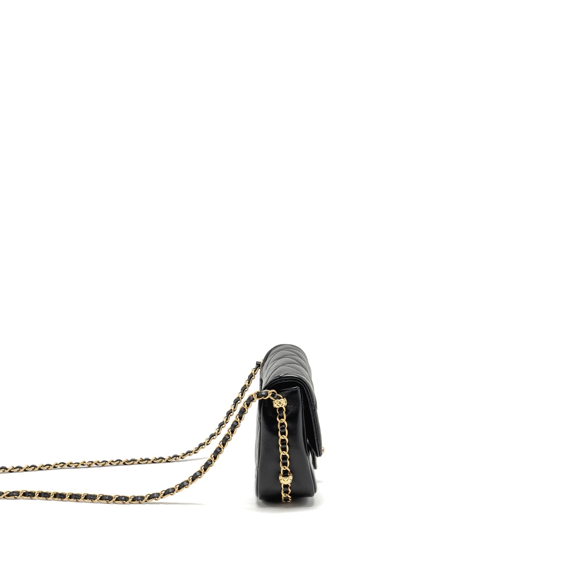 Chanel 23b Flap detail Lambskin GHW microchip Black Shoulder Bag