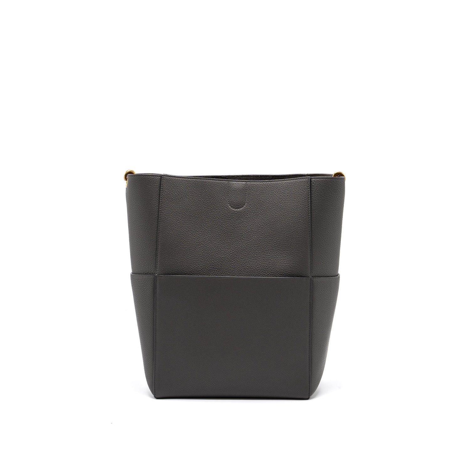 Celine Sangle Grained Calfskin Grey Handbag Bucket Bucket Bag