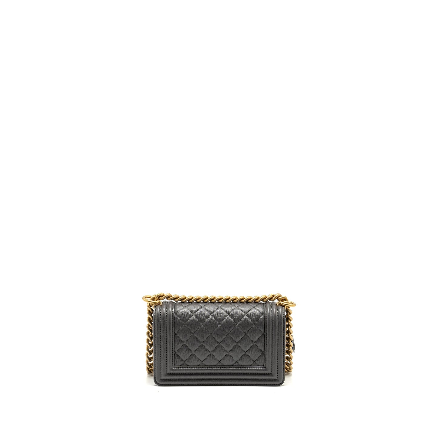 Chanel Boy Caviar Dark GHW microchip Grey Small Handbag