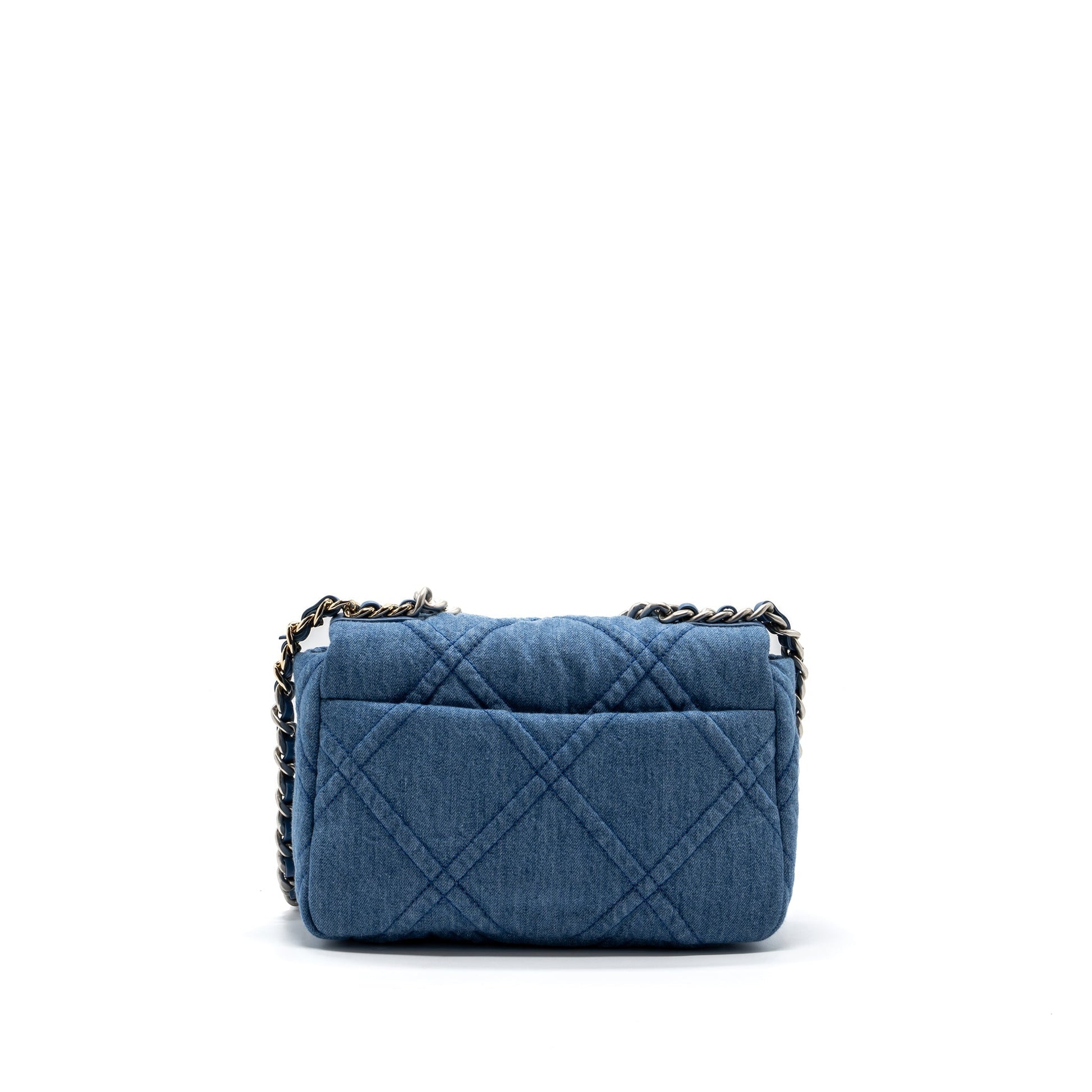 Chanel 19 Denim Hardware microchip Multicolour Blue Small Handbag