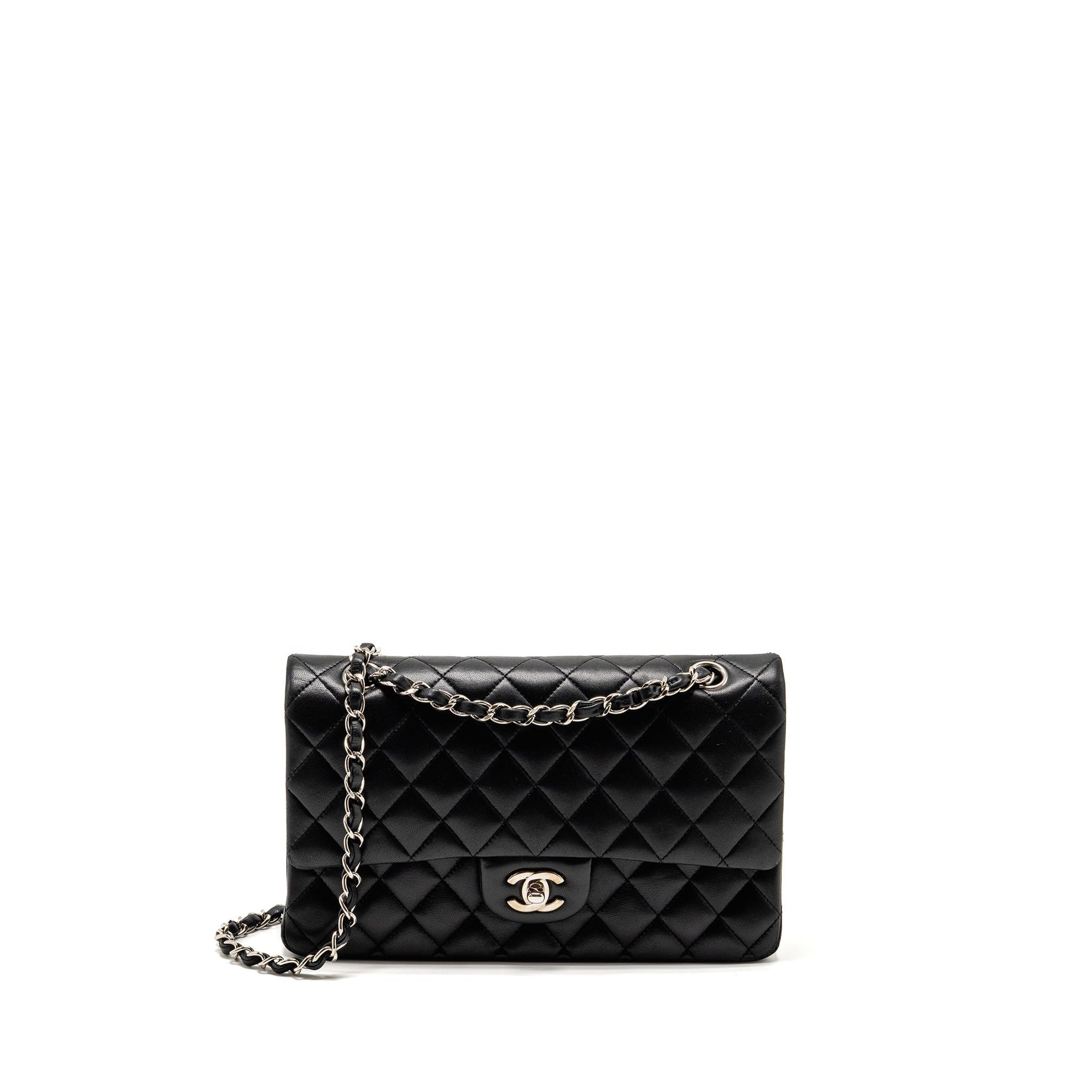 Chanel Classic Double Flap Lambskin SHW Black Shoulder Bag Shw 2