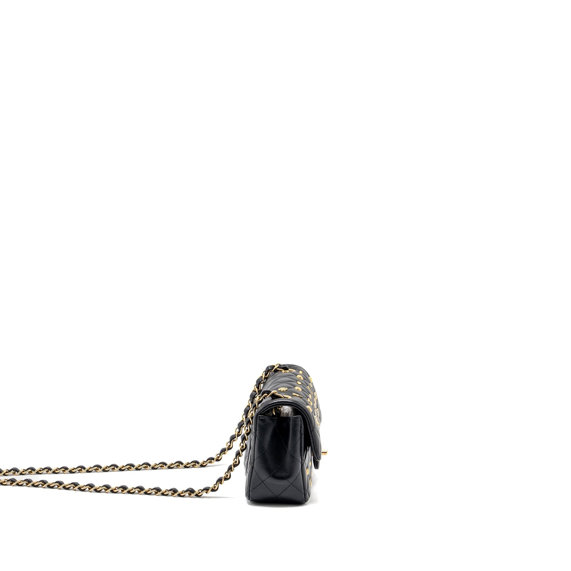 Chanel Egyptian Amulet Rectangular Flap Lambskin GHW Black Shoes