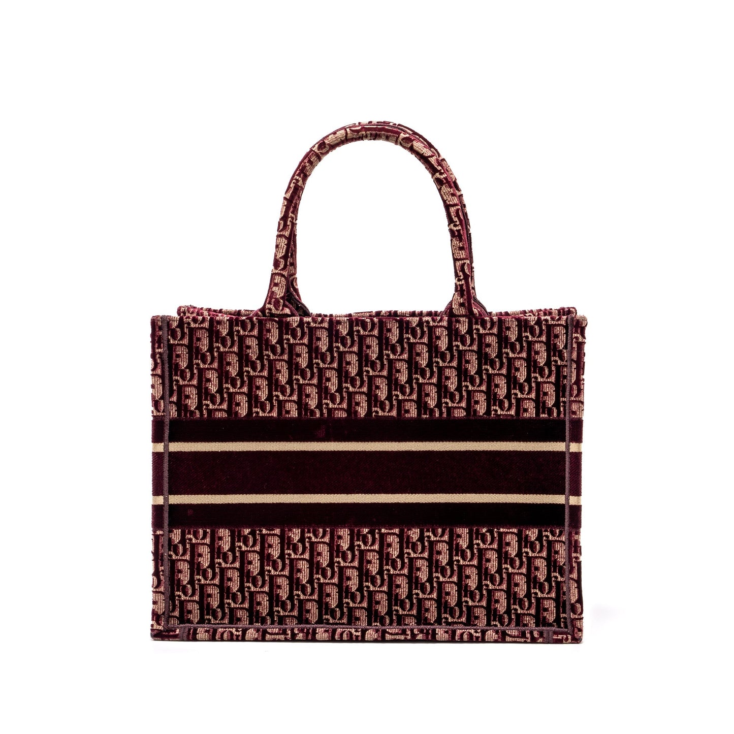 Dior Book Tote Oblique Embroidery Velvet Dark Handbag Canvas Red Tote Bag