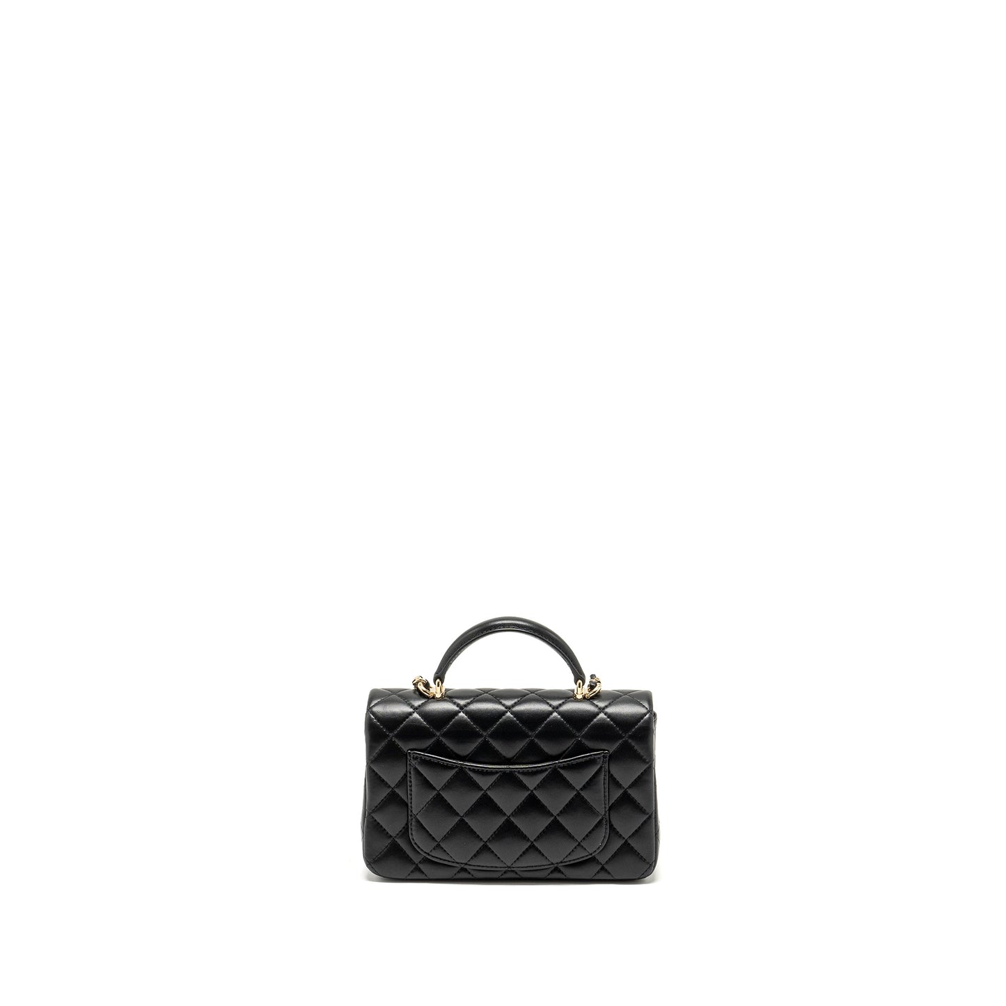 Chanel Top Handle Rectangular Flap Lambskin LGHW Black Shoulder Bag Lghwmicrochip 3