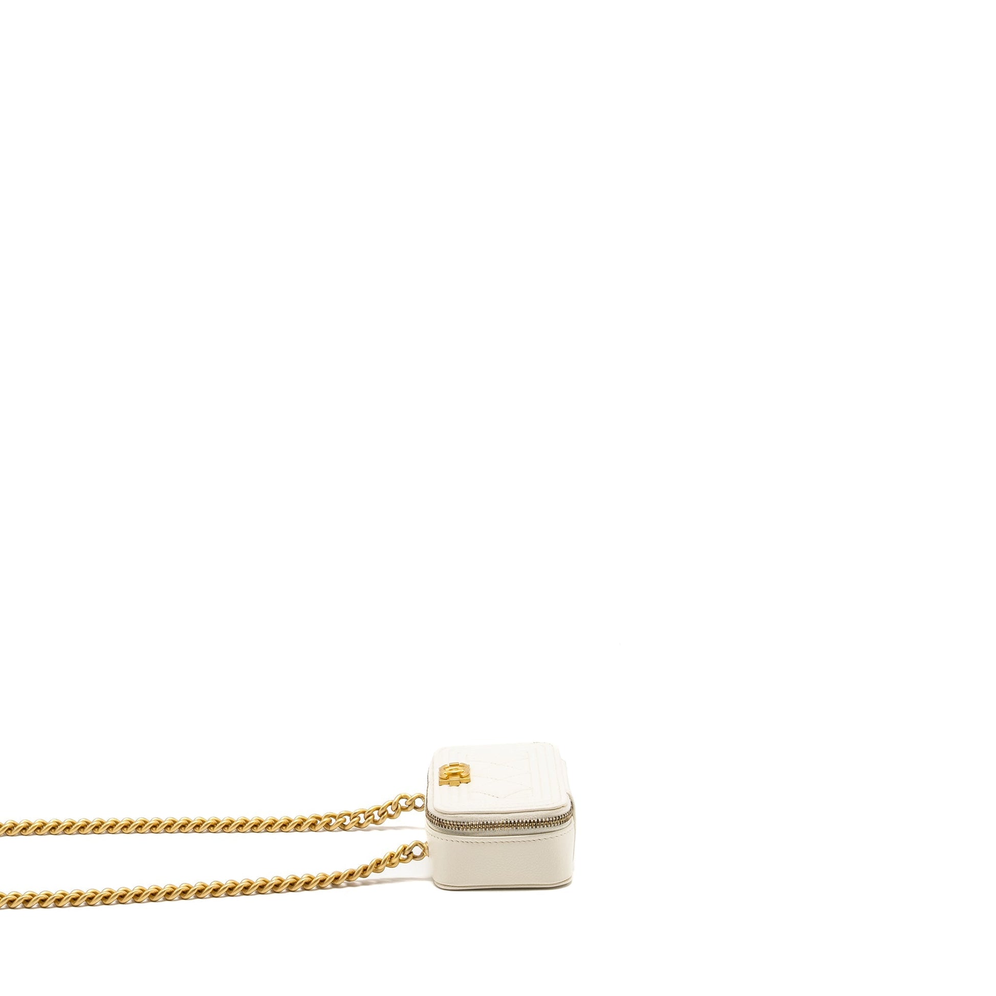 Chanel Boy Caviar GHW Microchip White Clutch Bag