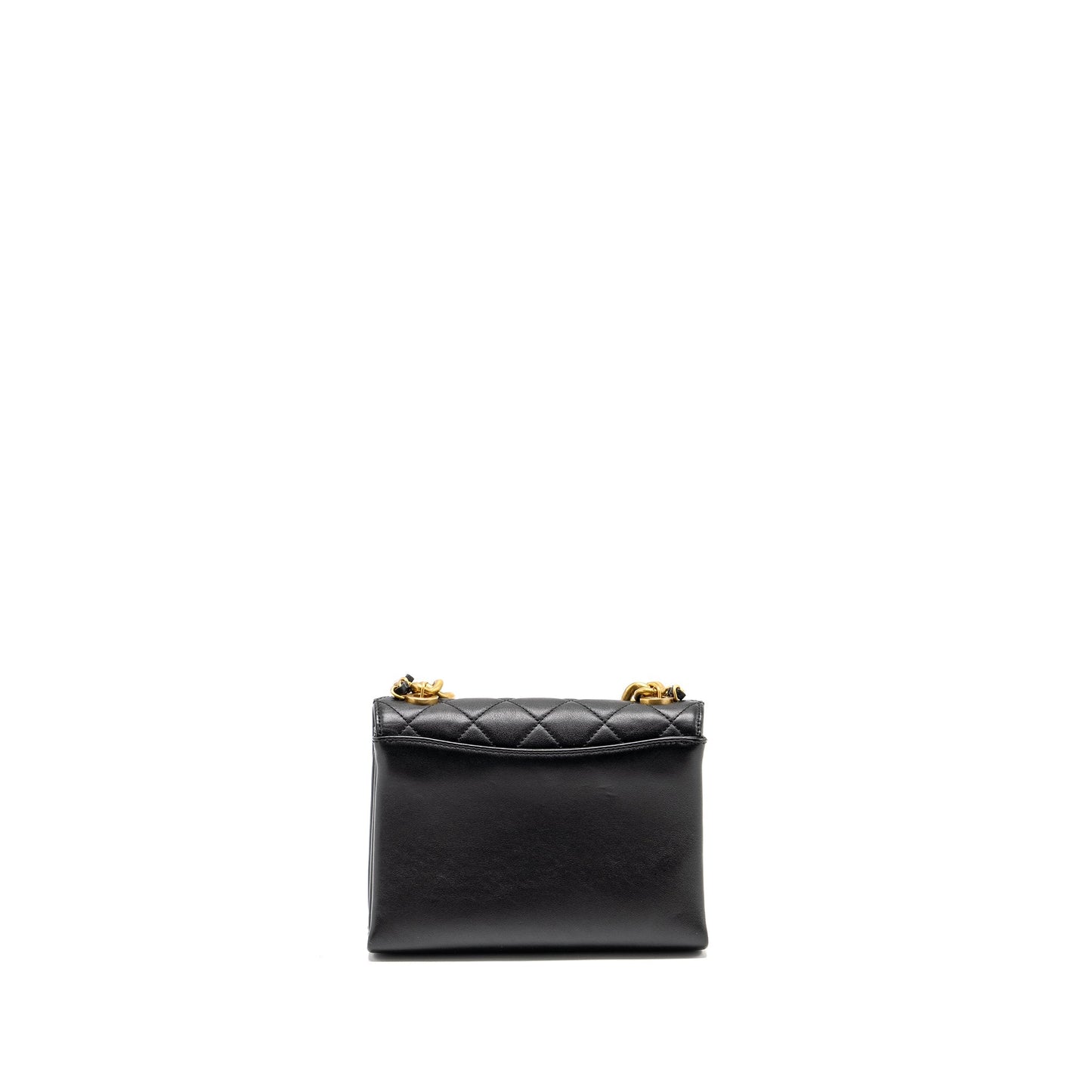 Chanel Seasonal Flap Giant Handle Pearl Calfskin Black Shoulder Bag Ghw Microchip