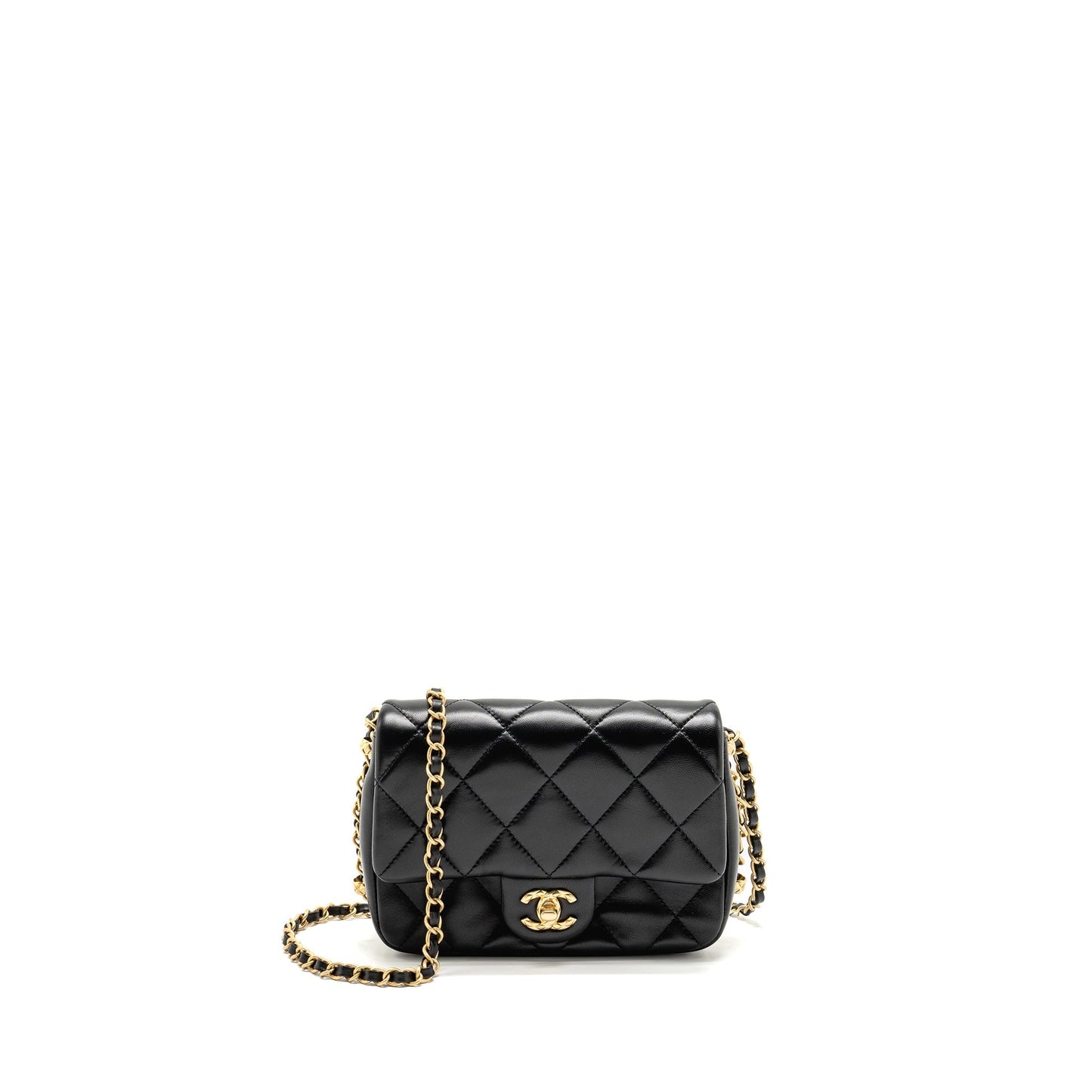 Chanel 23b Flap detail Lambskin GHW microchip Black Shoulder Bag
