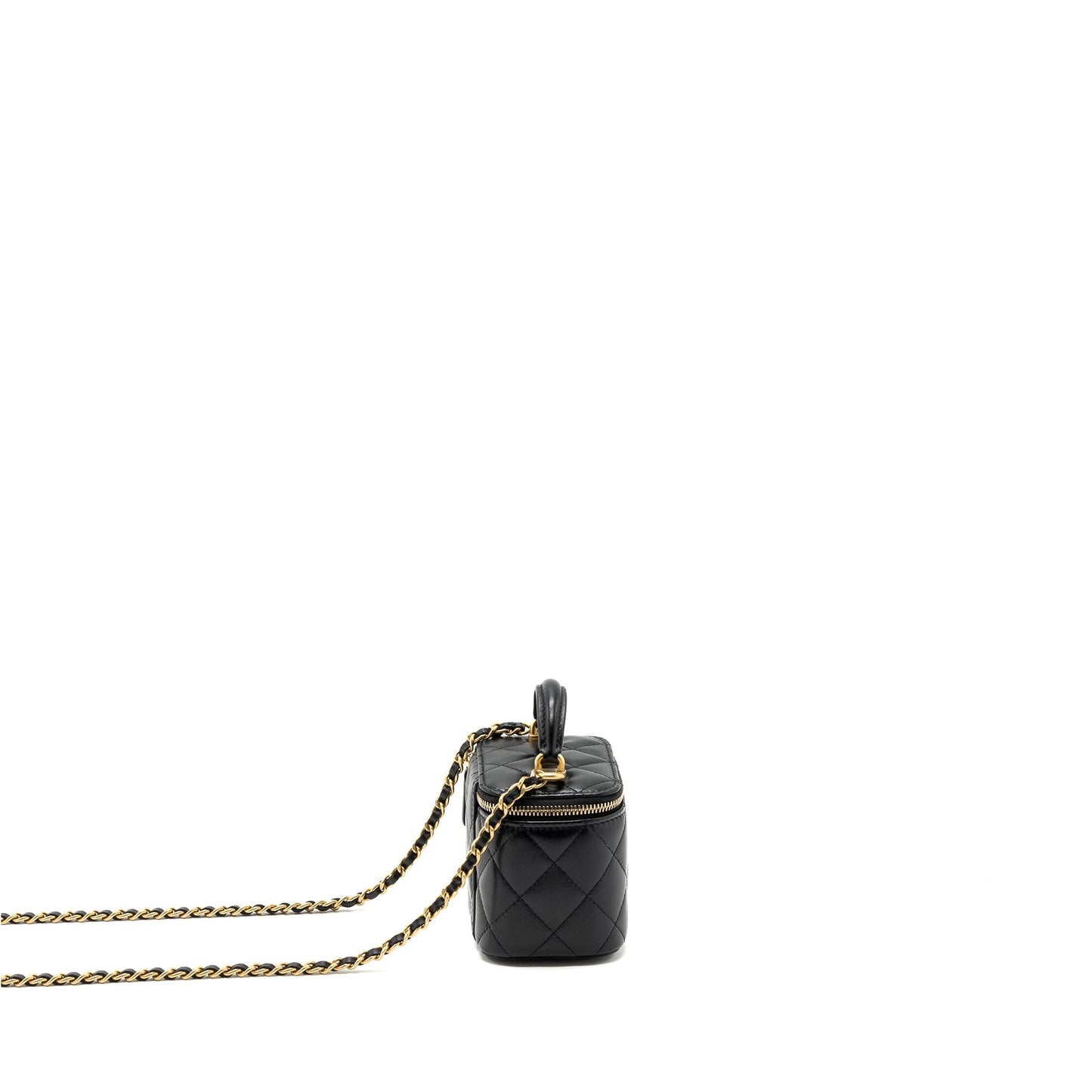 Chanel Top Handle Vanity Lambskin GHW Black Mini Bag Black Ghw