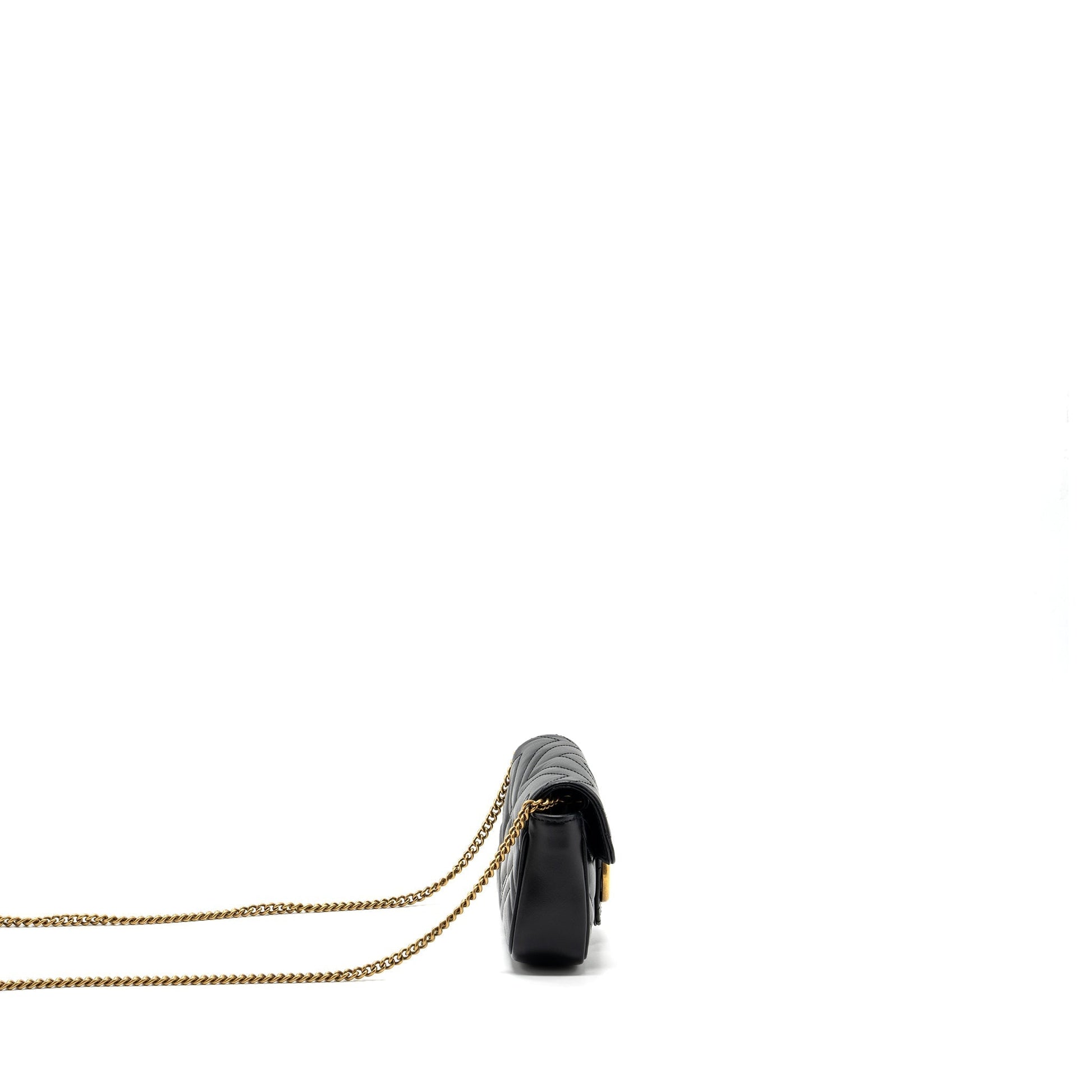 Gucci Marmont Super Bag Calfskin Black Mini Travel Bag Ghw 1