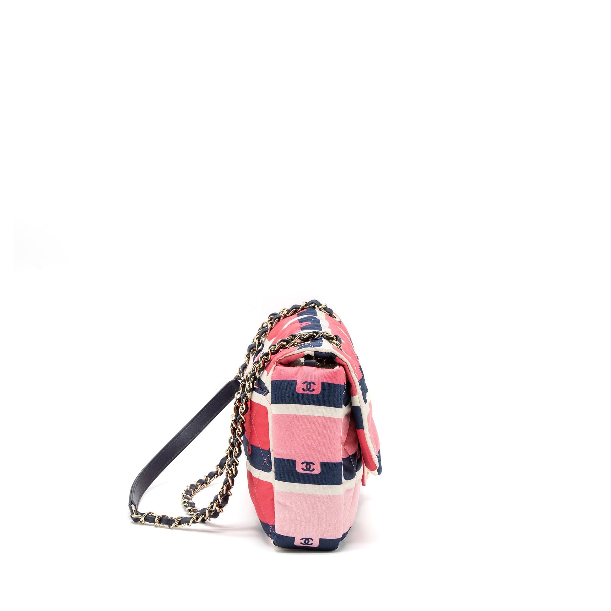 Chanel CC Logo Printed Flap Fabric LGHW Multicolour Shoulder Bag