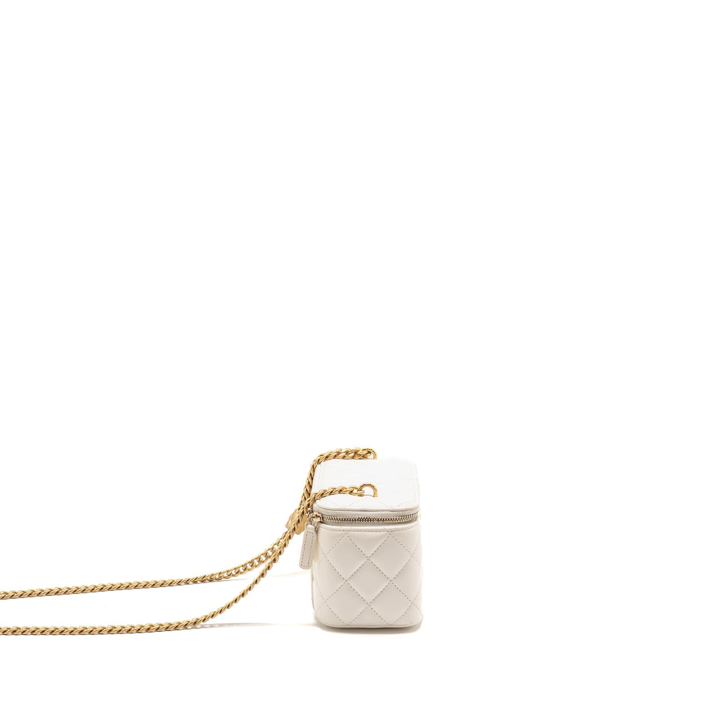 Chanel Pillar Adjustable Long Vanity Lambskin GHW White Gold Handbag