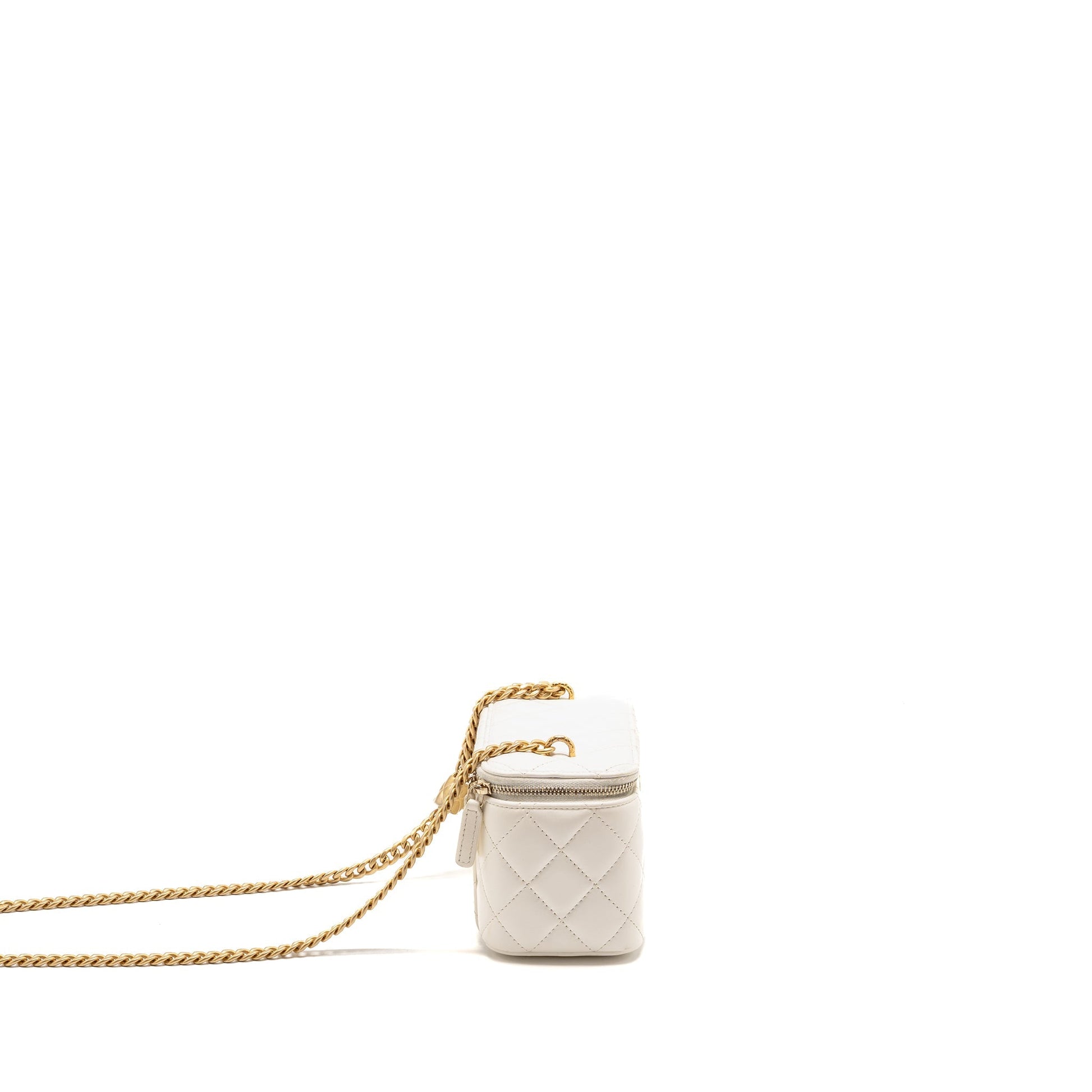 Chanel Pillar Adjustable Long Vanity Lambskin GHW White Gold Handbag