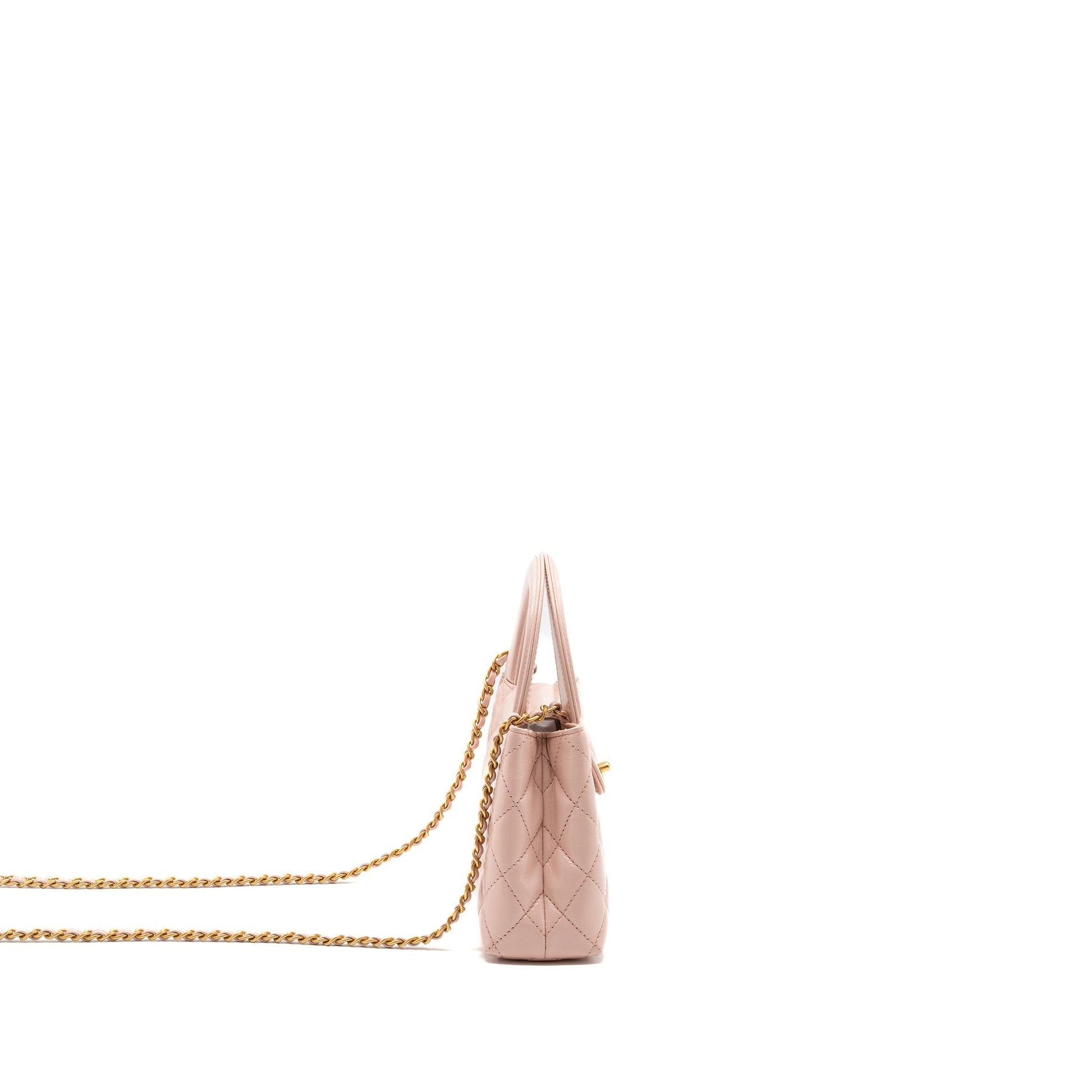 Chanel 23k Shopping Calfskin Light GHW Microchip Pink Tote Bag