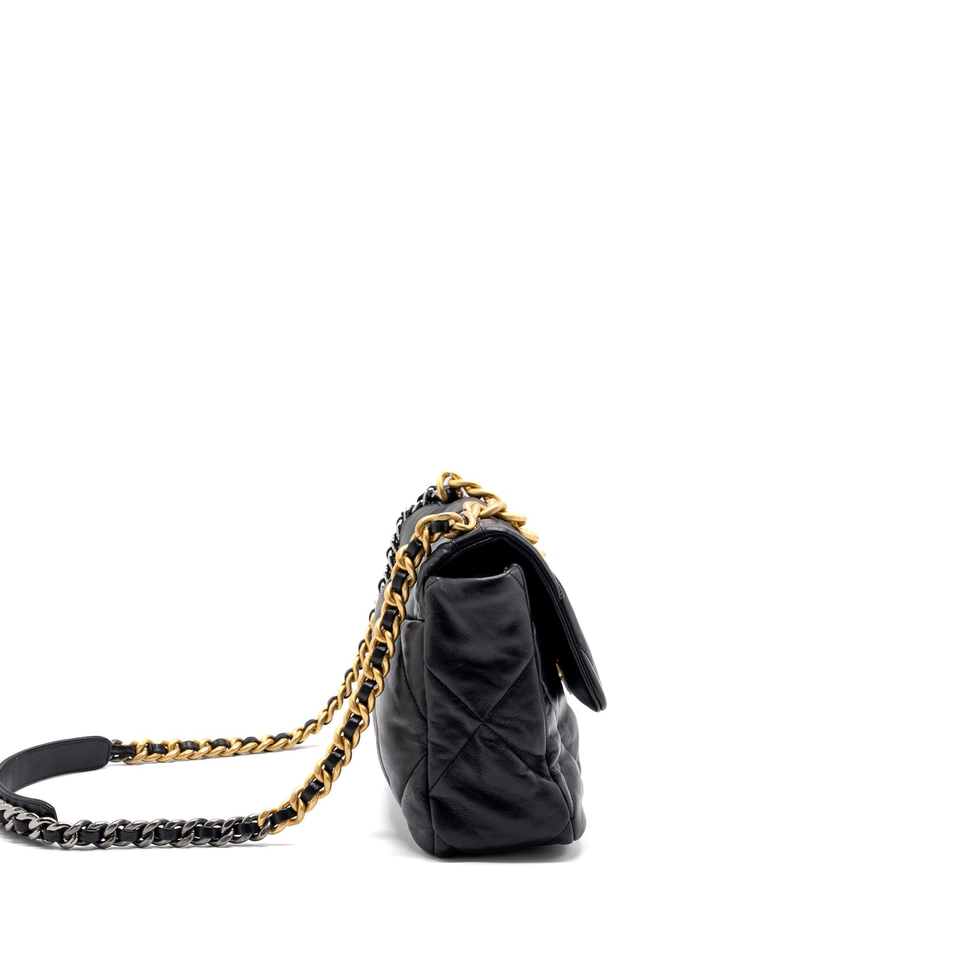 Chanel 19 Lambskin Hardware Microchip Multicolour Black Handbag