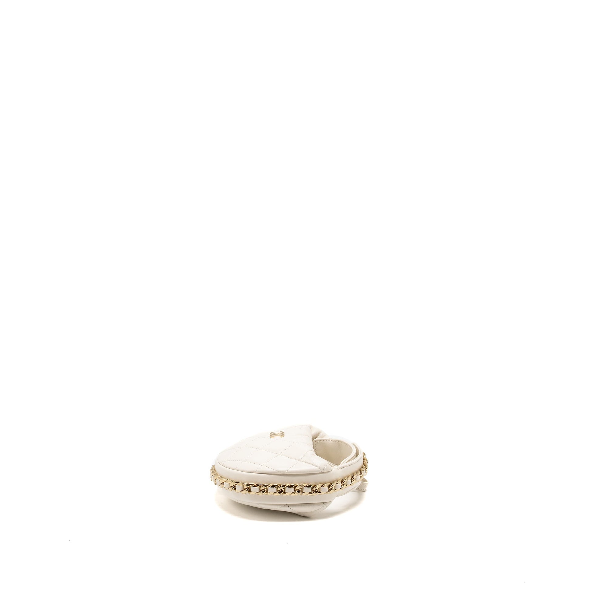 Chanel 23C Round Lambskin LGHW Microchip White Clutch Bag Microchip 2