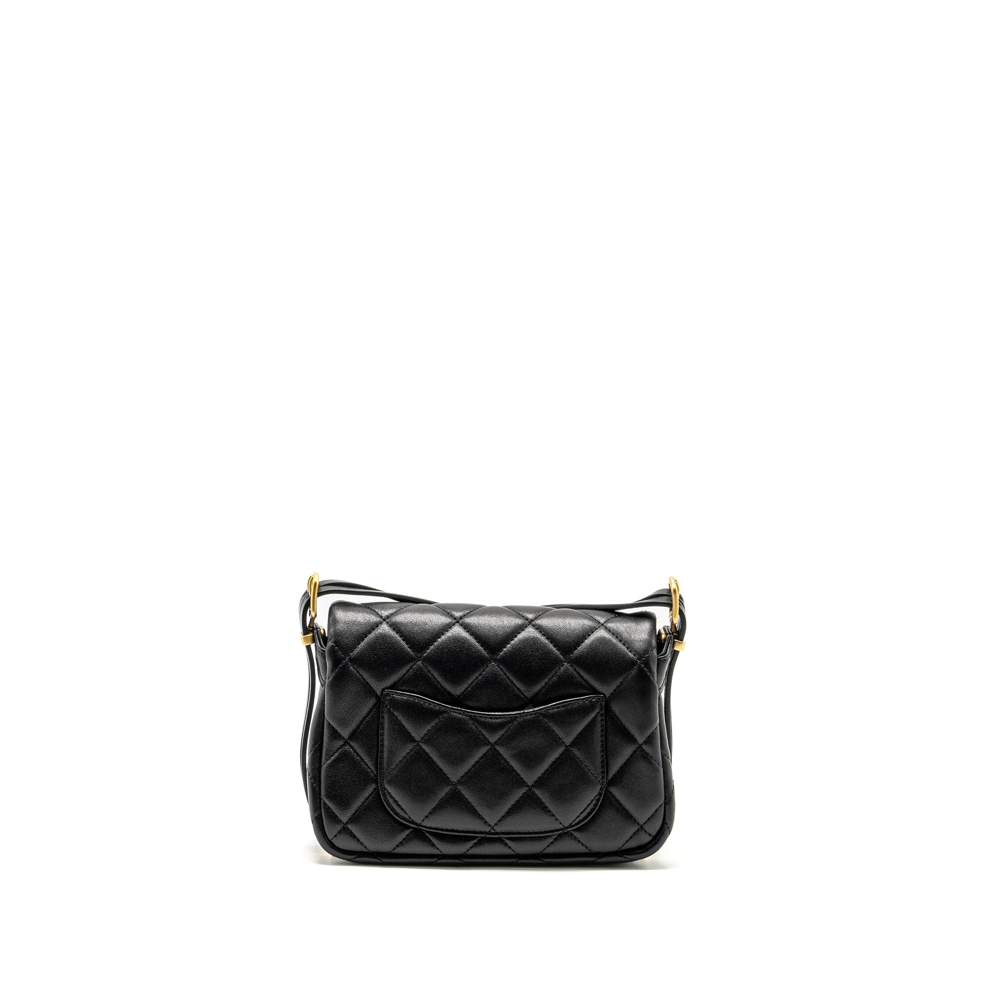 Chanel 23B Detail Chains Quilted Flap Lambskin Black Shoulder Bag