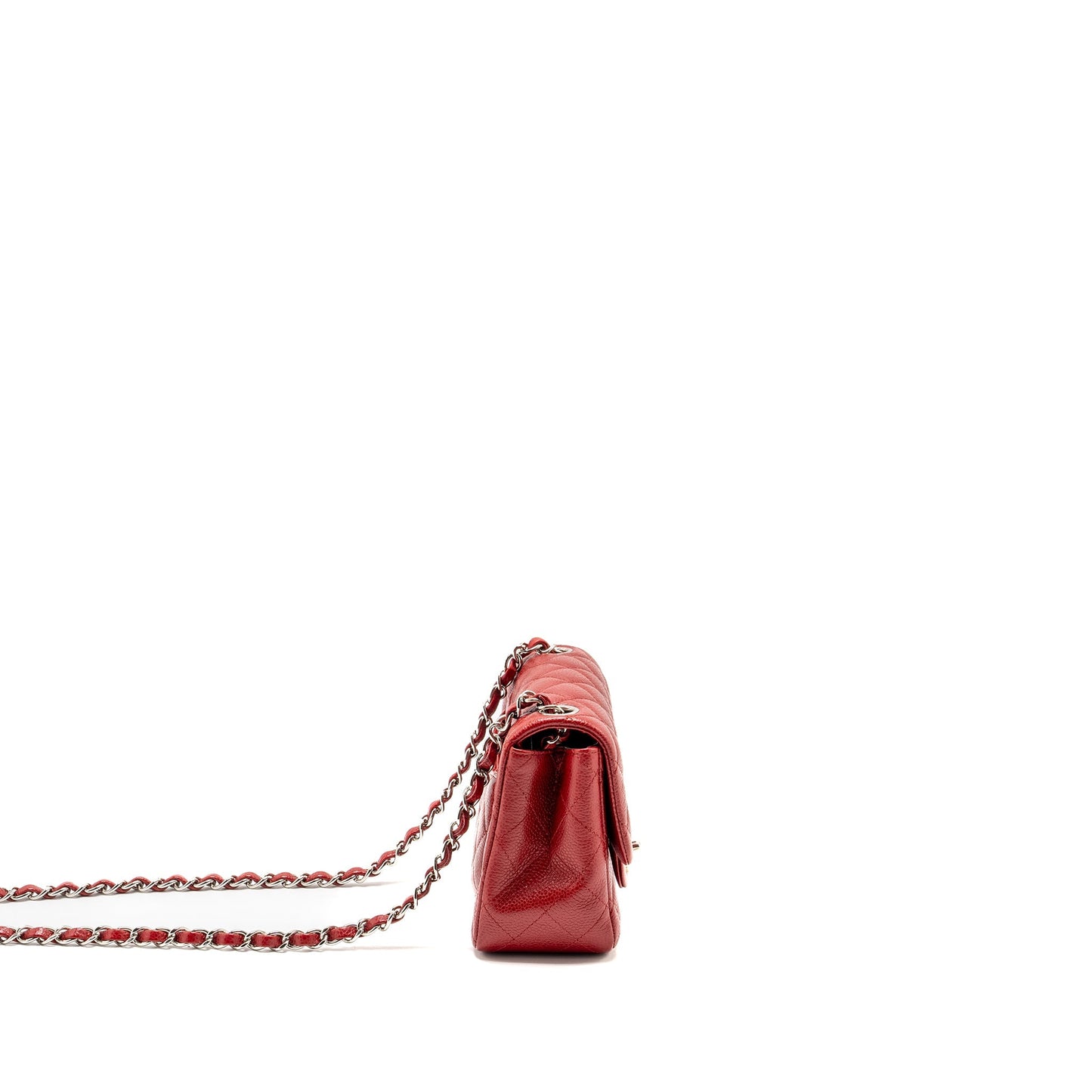 Chanel Square Flap Caviar SHW Red Shoulder Bag