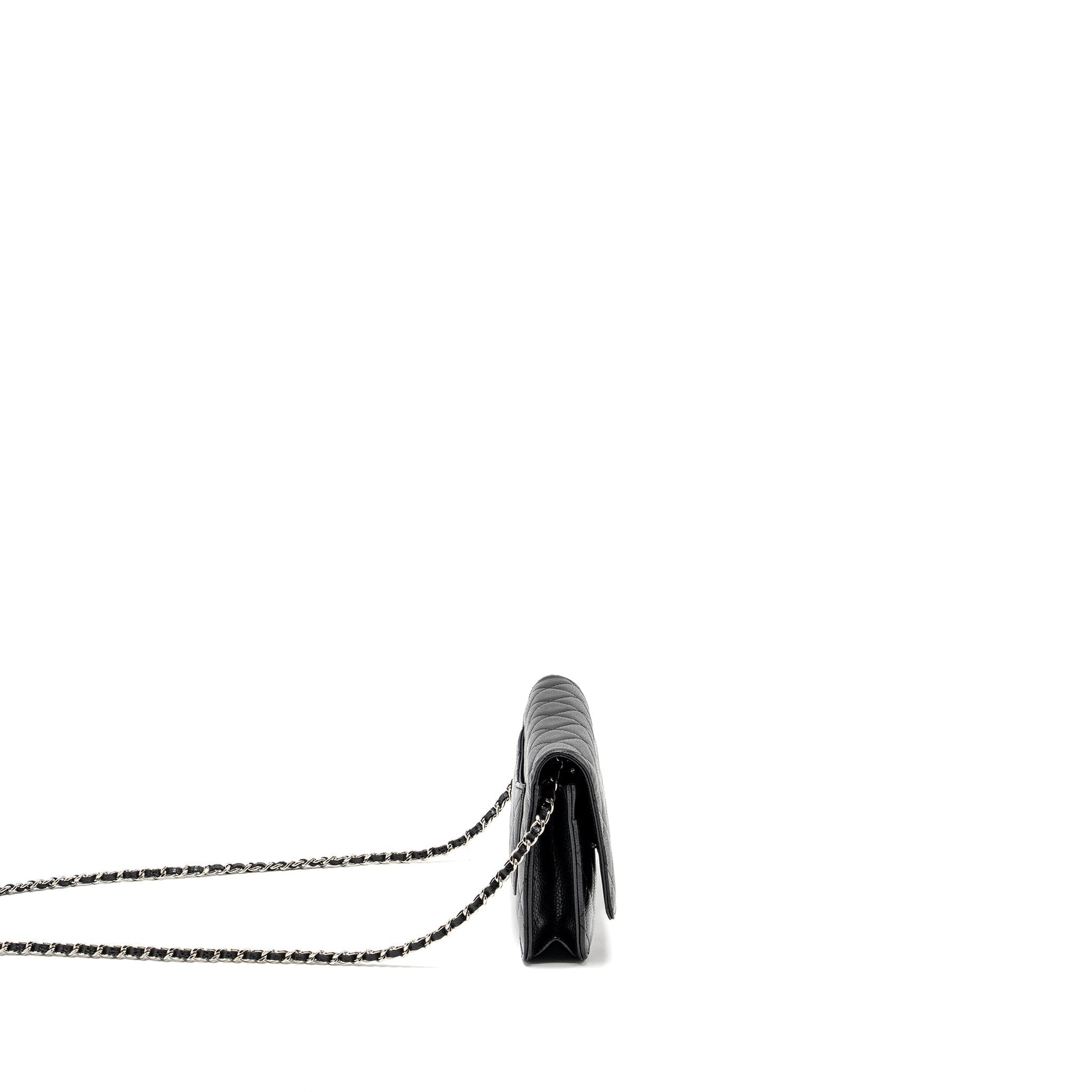Chanel Classic on Caviar SHW Black Wallet Case Shw 9