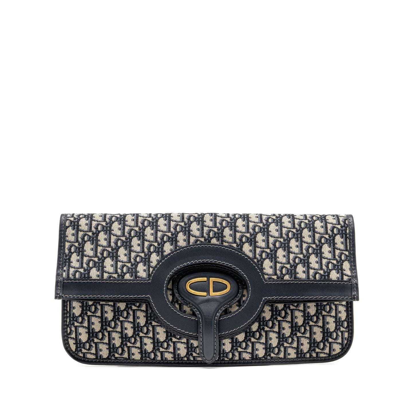 Dior Folder Clutch Oblique Calfskin Handbag Canvas Blue Clutch Bag