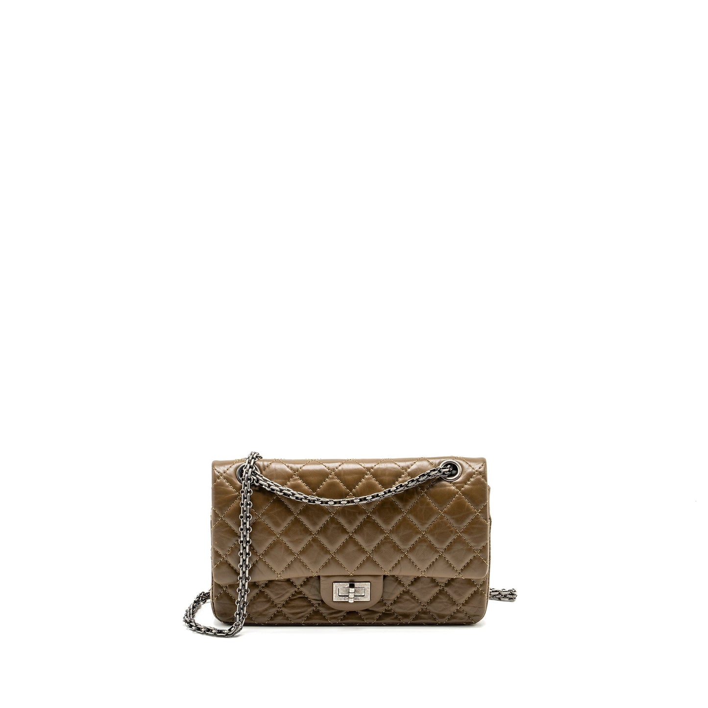 Chanel 2.55 reissue flap calfskin khaki ruthenium Small Shoulder Bag